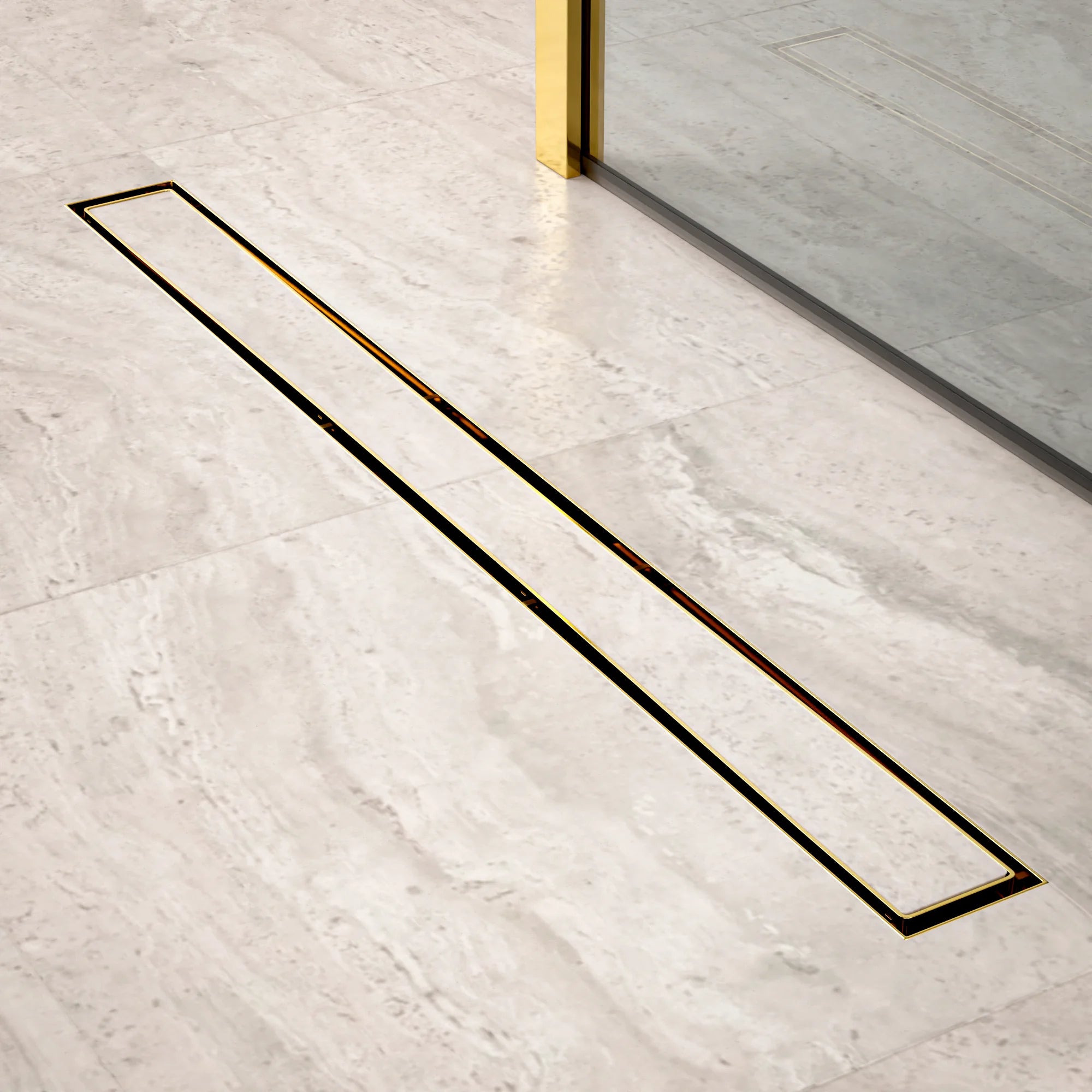 Douchegoot - 80cm - Goud - Tegelrooster - RVS - Met Flens