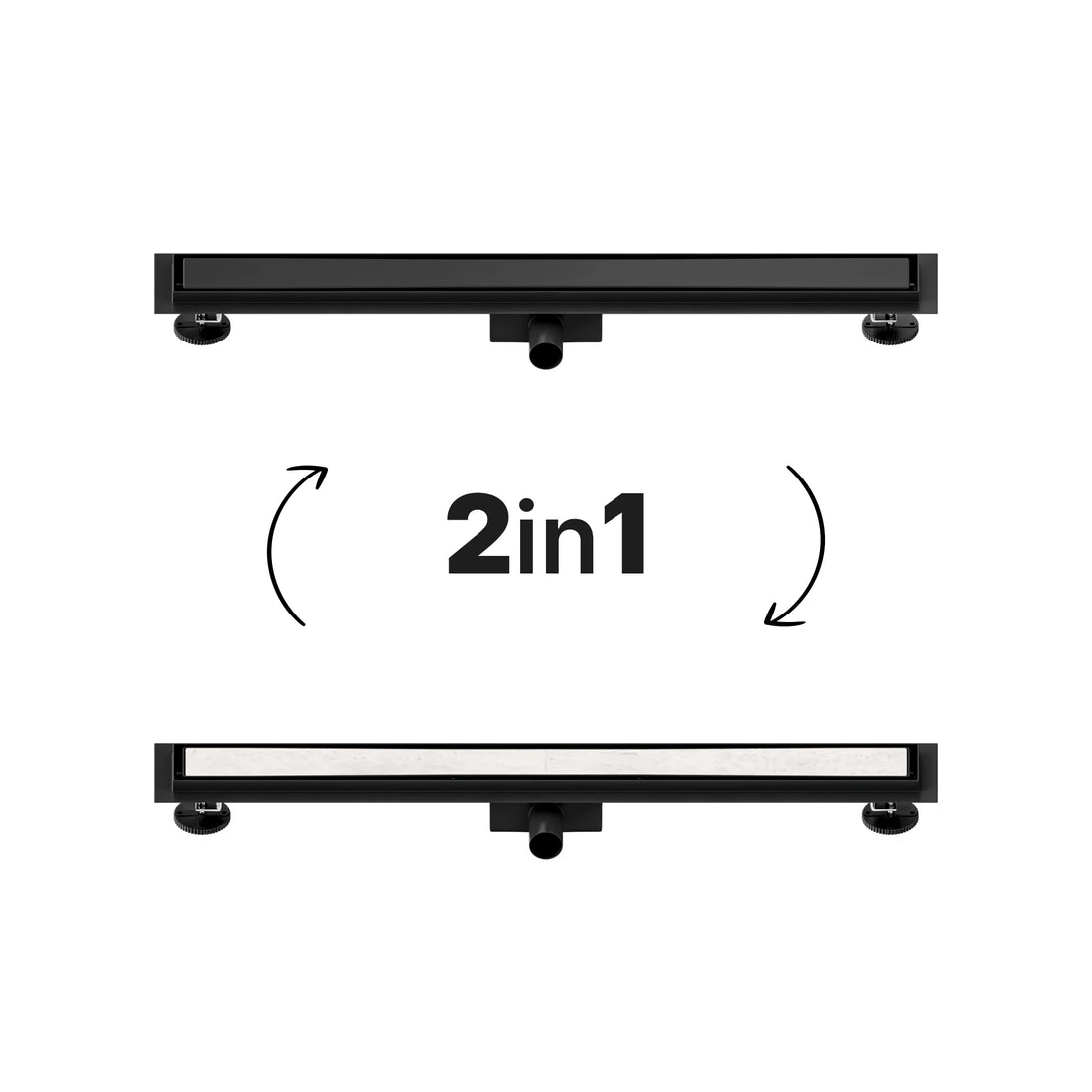 Douchegoot - 80cm - Mat Zwart - Tegelrooster - RVS - Met Flens