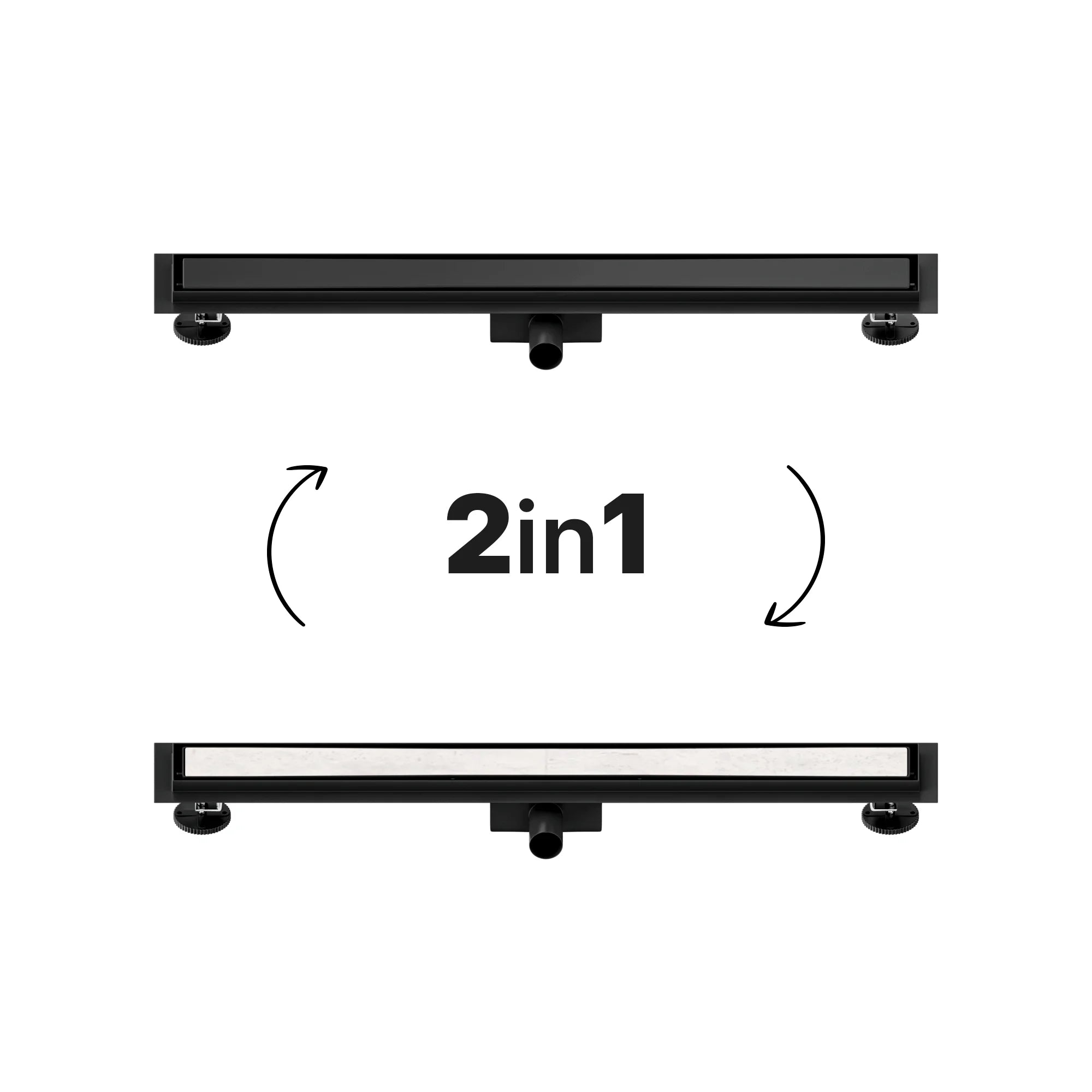 Douchegoot - 80cm - Mat Zwart - Tegelrooster - RVS - Met Flens
