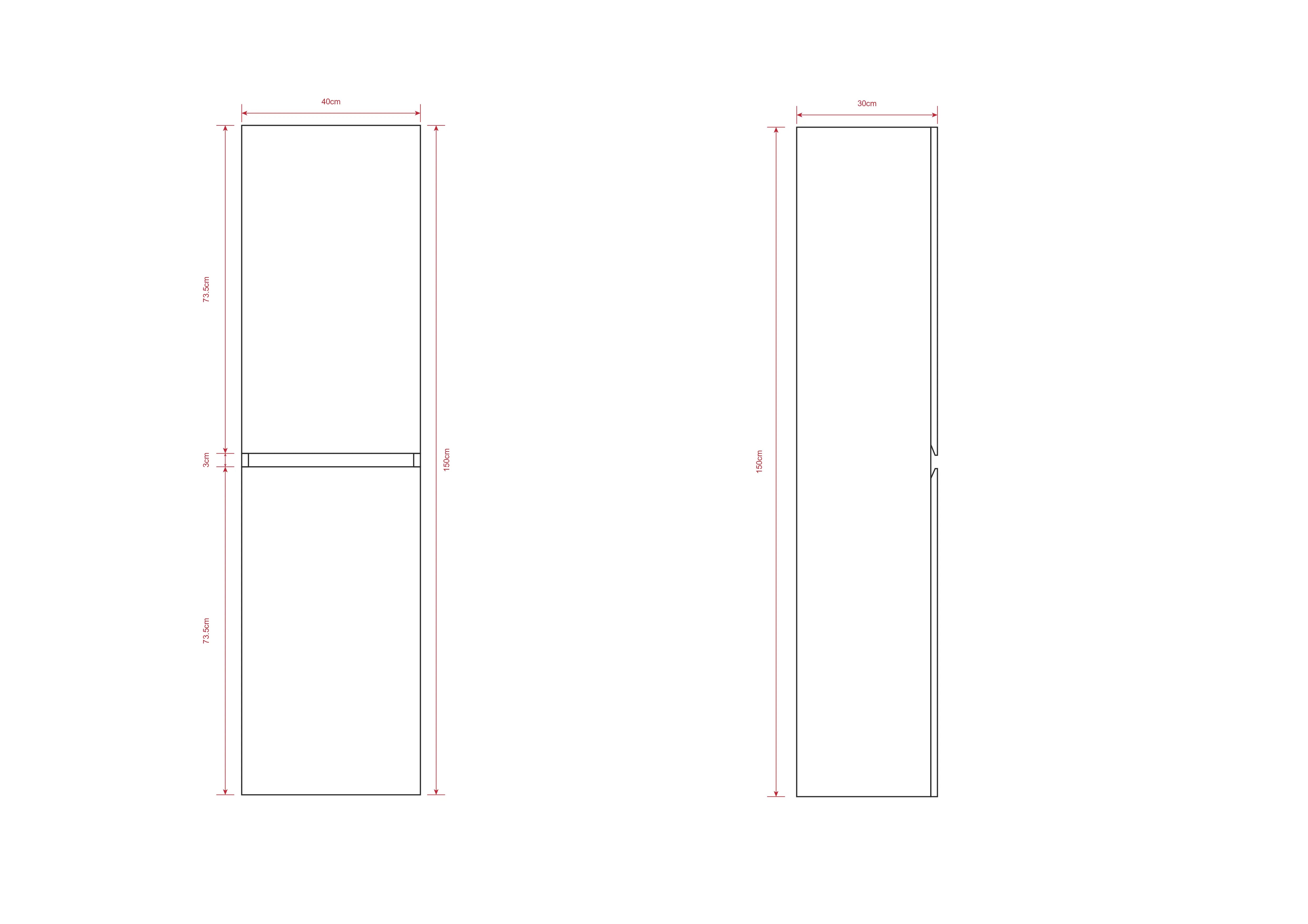Kolomkast Ruvo - 150cm - Wit