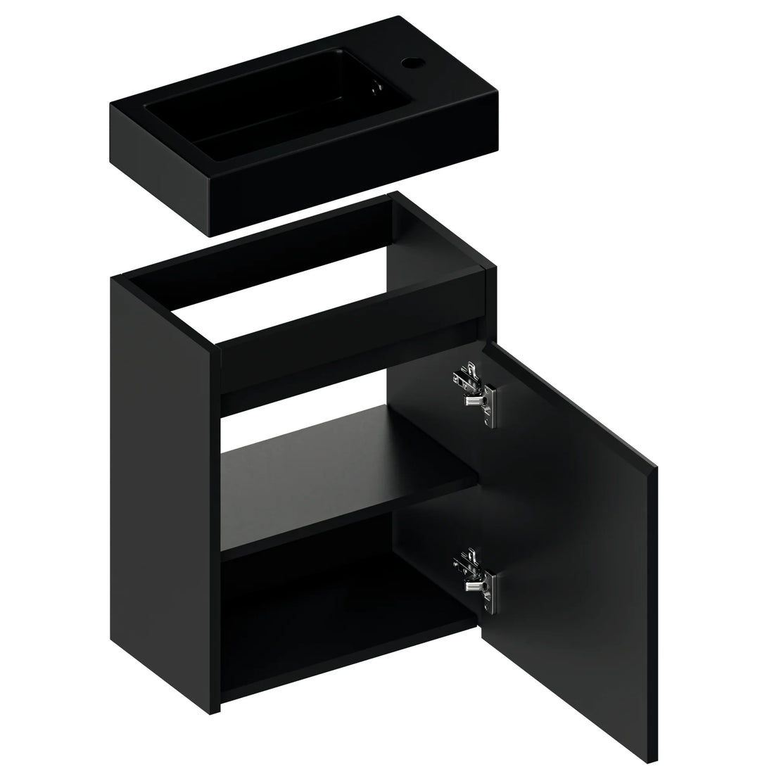 Toiletmeubel Elen - 40cm - Mat Zwart - Wastafel Zwart