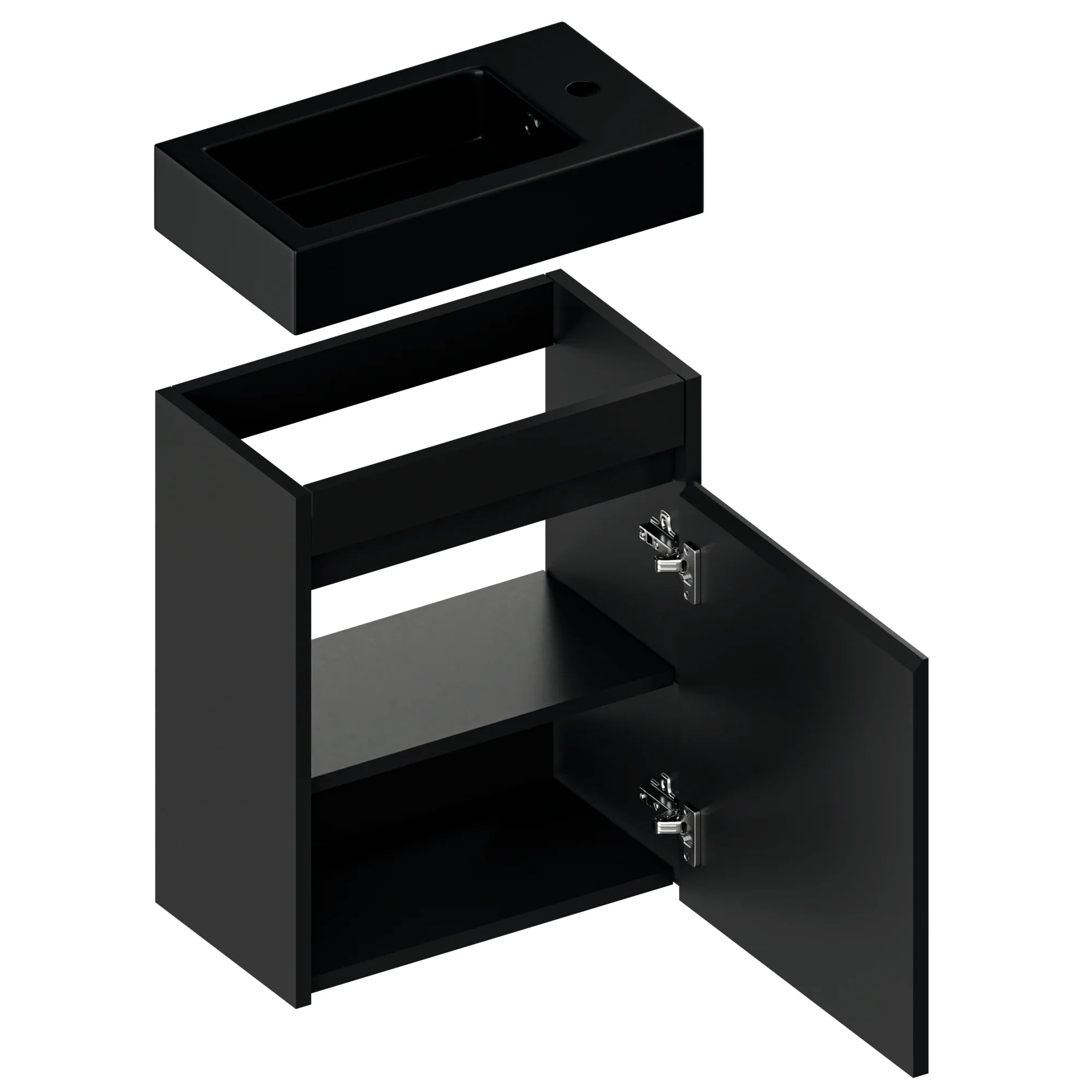 Toiletmeubel Elen - 40cm - Mat Zwart - Wastafel Zwart - PRE-ORDER