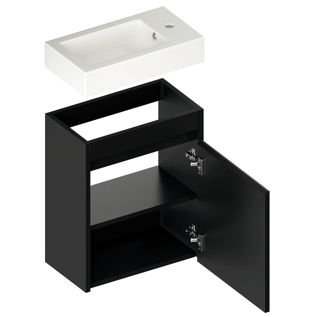 Toiletmeubel Vivo - 40cm - Mat Zwart- Wastafel Wit