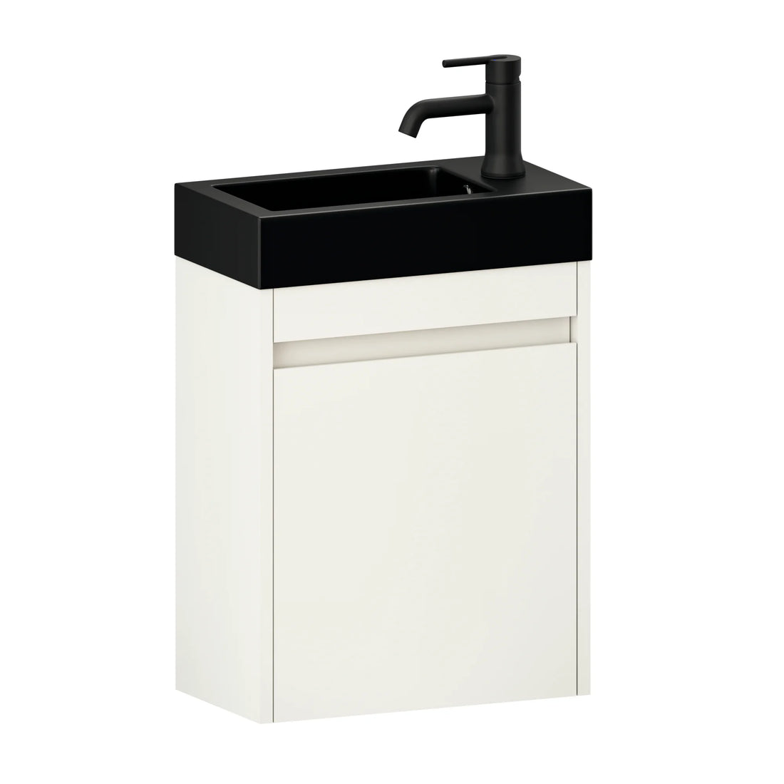 Toiletmeubel Elen - 40cm - Glanzend wit - Wastafel Zwart
