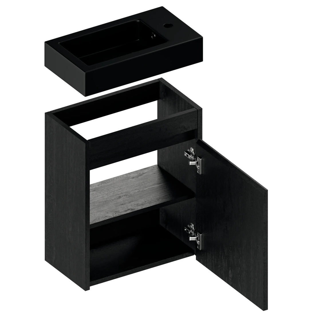 Toiletmeubel Elen - 40cm - Zwart Eiken - Wastafel Zwart