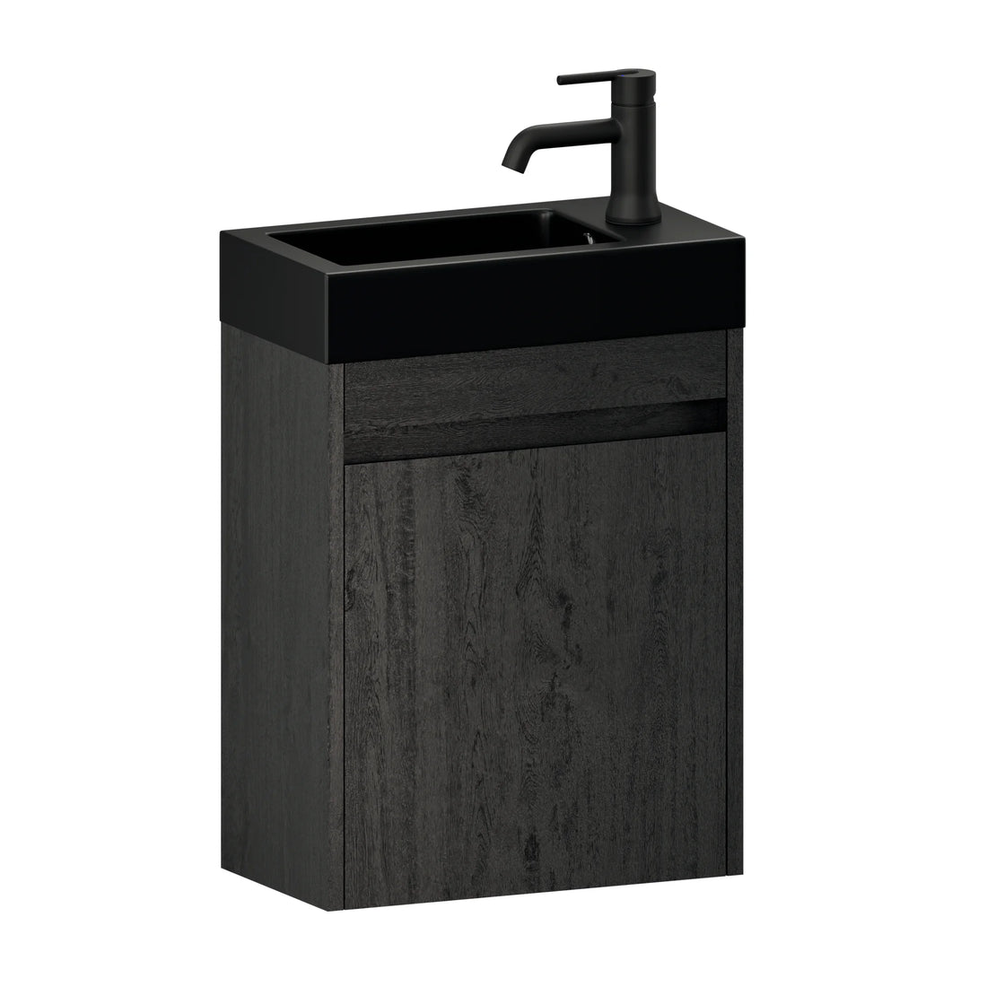 Toiletmeubel Elen - 40cm - Zwart Eiken - Wastafel Zwart