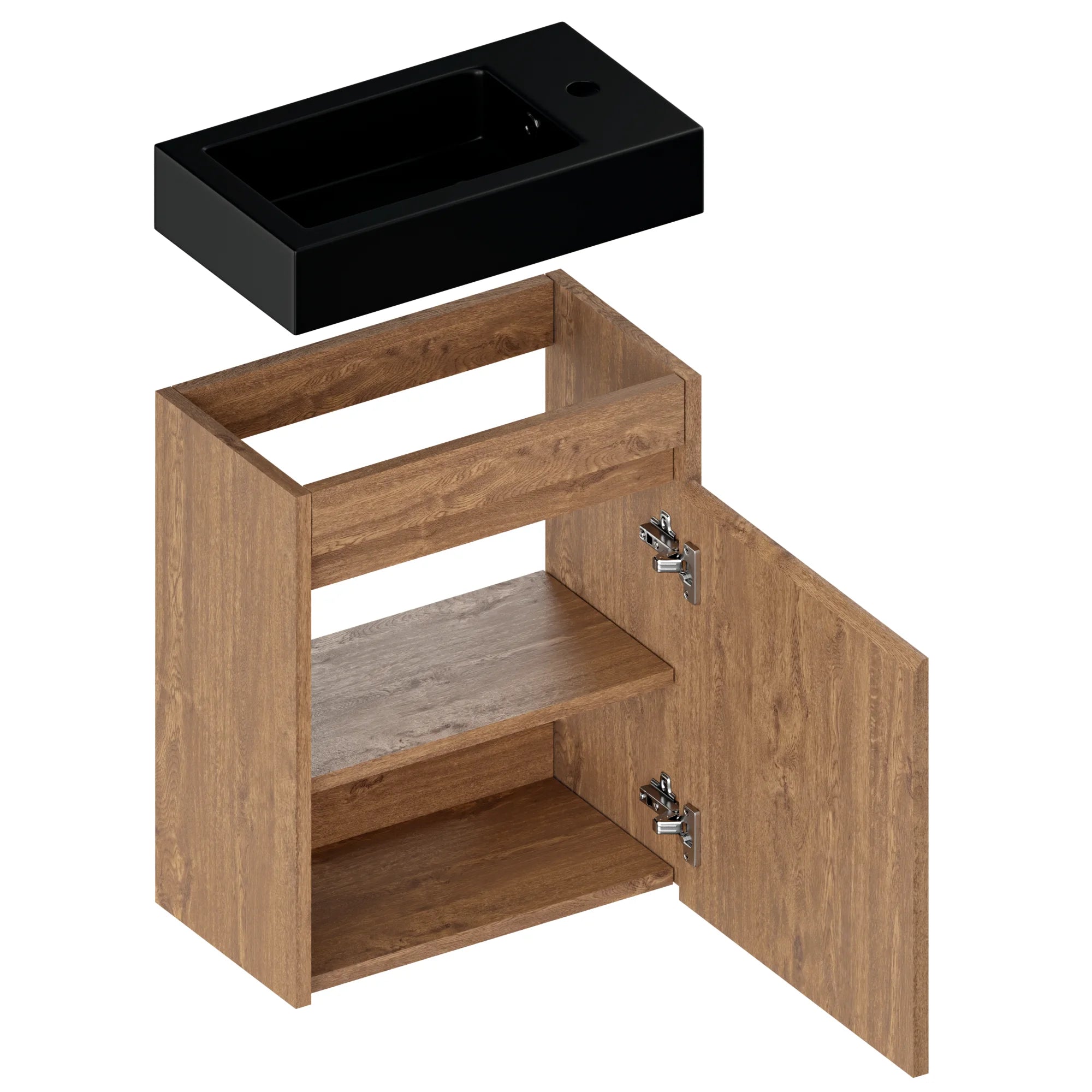 Toiletmeubel Elen - 40cm - Warm Eiken - Wastafel Zwart