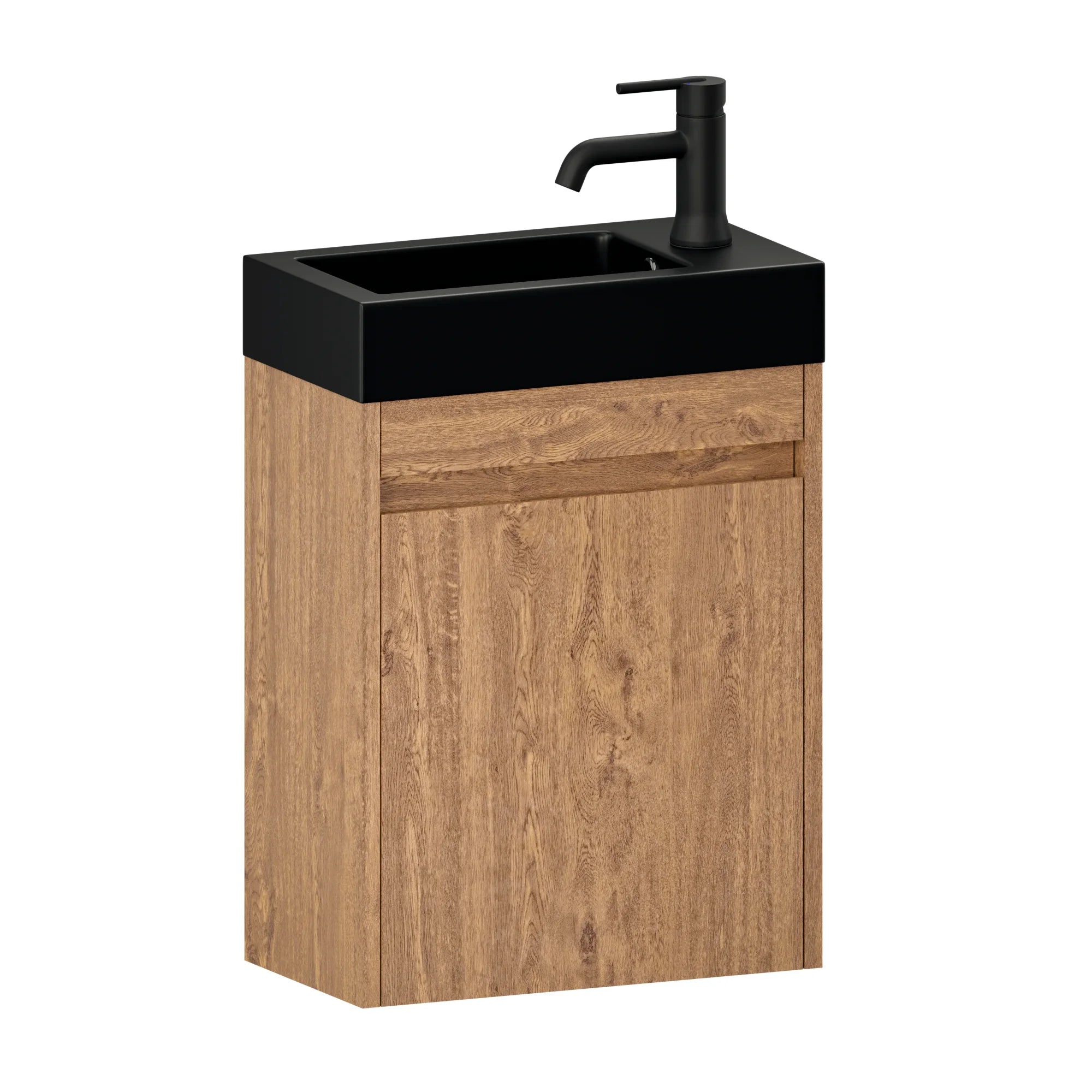 Toiletmeubel Elen - 40cm - Warm Eiken - Wastafel Zwart