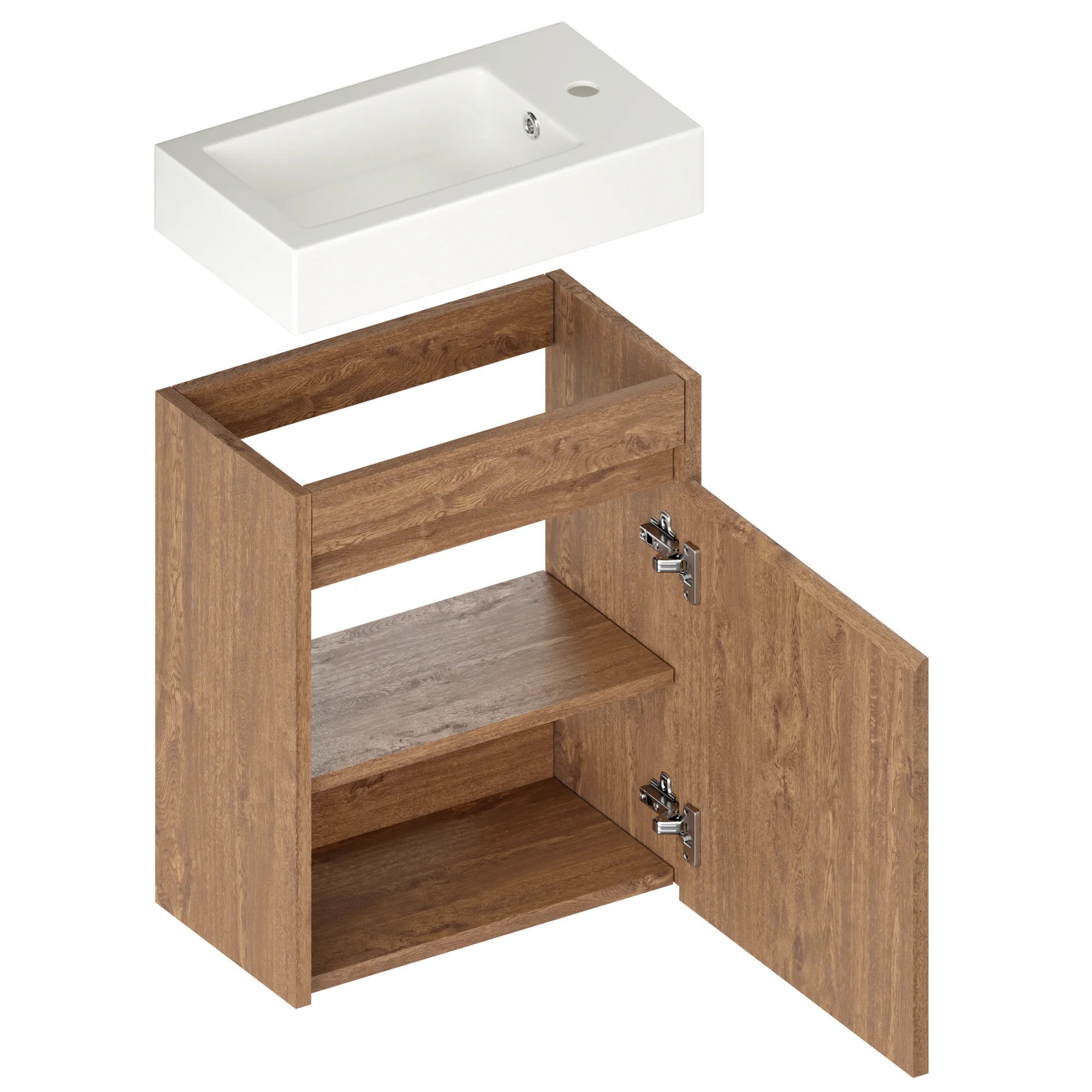 Toiletmeubel Vivo - 40cm - Warm Eiken - Wastafel Wit