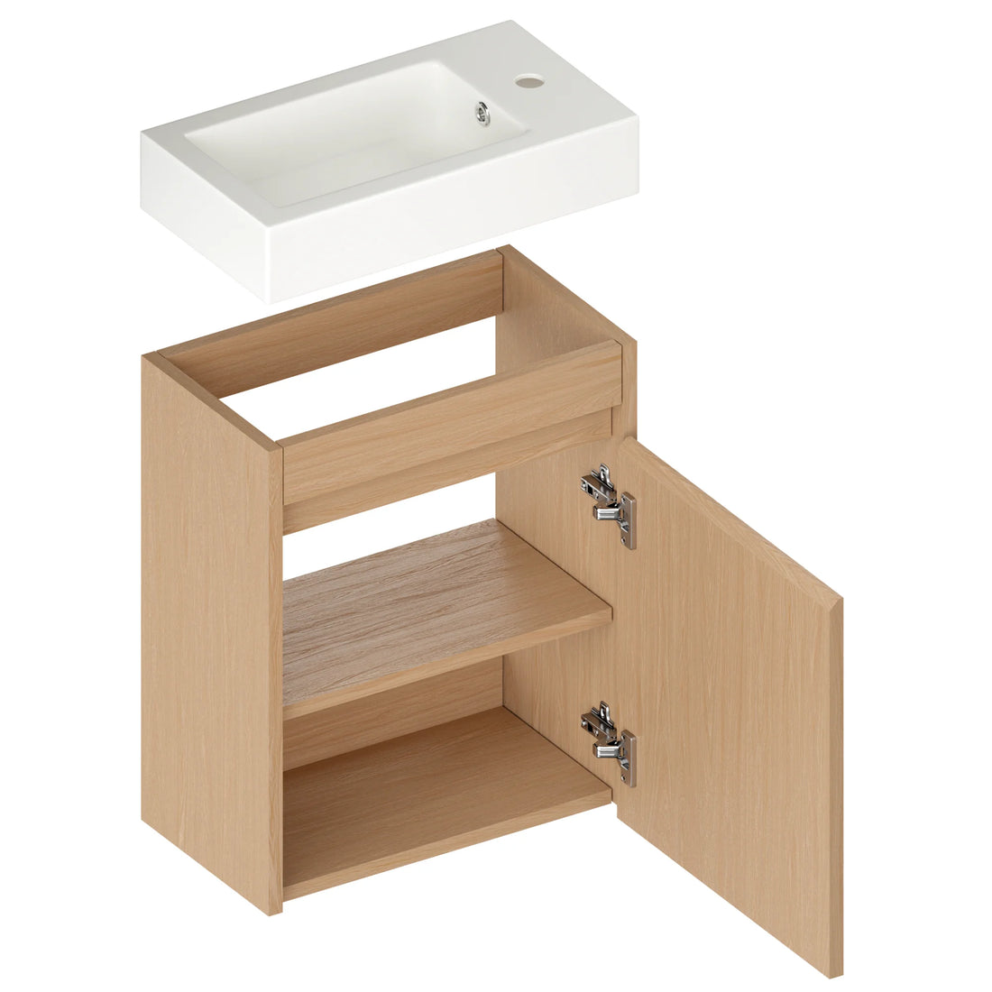 Toiletmeubel Vivo - 40cm - Licht Eiken - Wastafel Wit