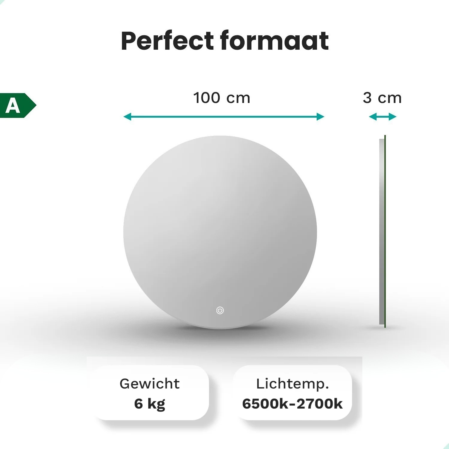 Badkamerspiegel - 100cm - Frameloos