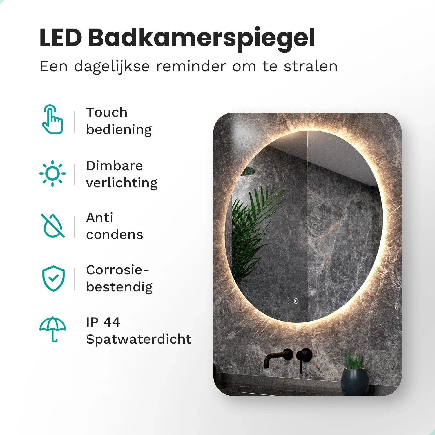Badkamerspiegel - 100cm - Frameloos