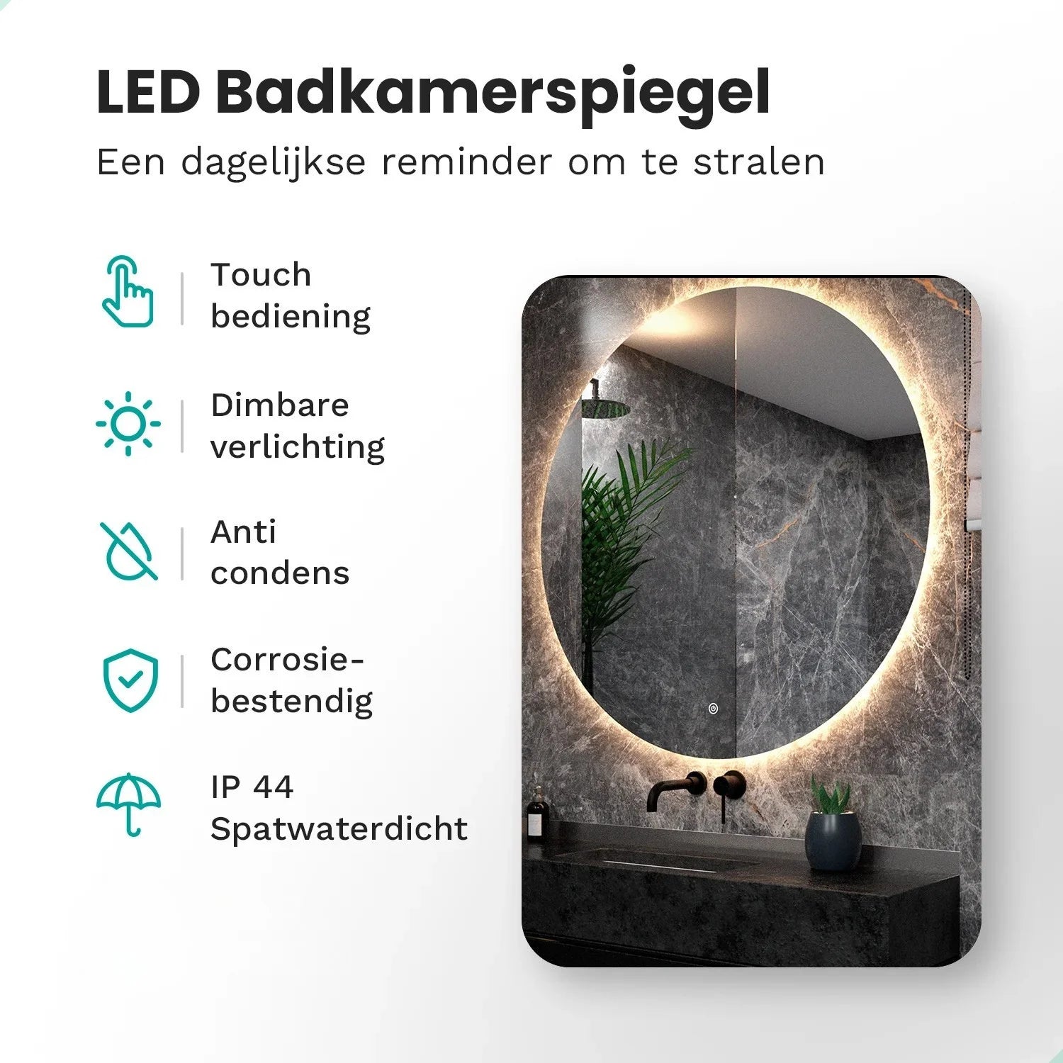 Badkamerspiegel - 120cm - Frameloos