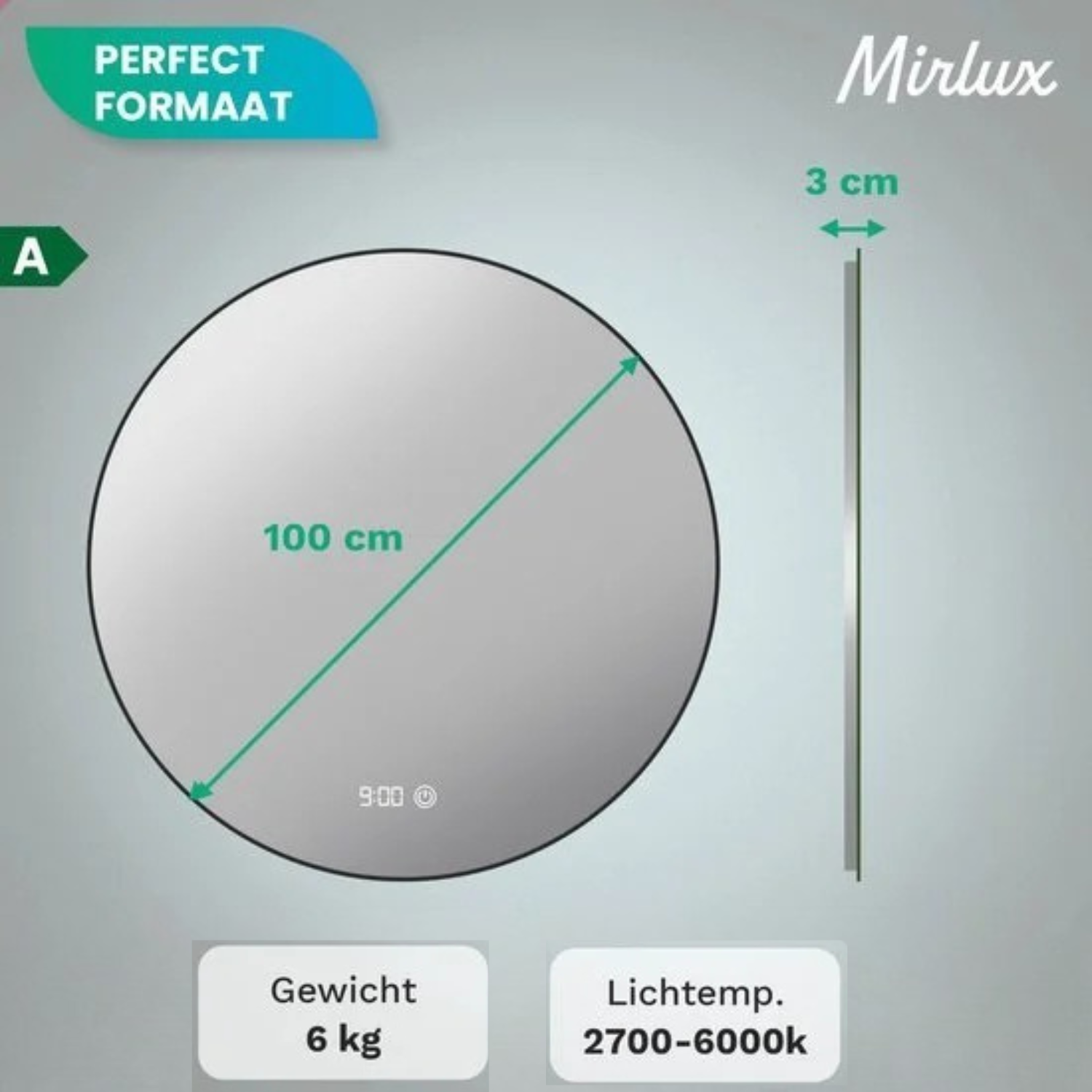 Badkamerspiegel - 100cm - Zwart Frame