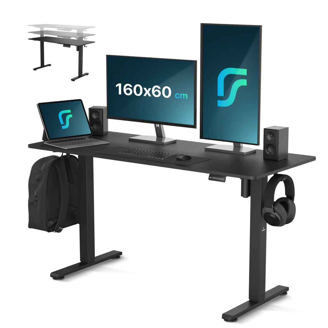 Flowsense Zit Sta Bureau - Verstelbaar Elektrisch Bureau - 160 x 60 cm