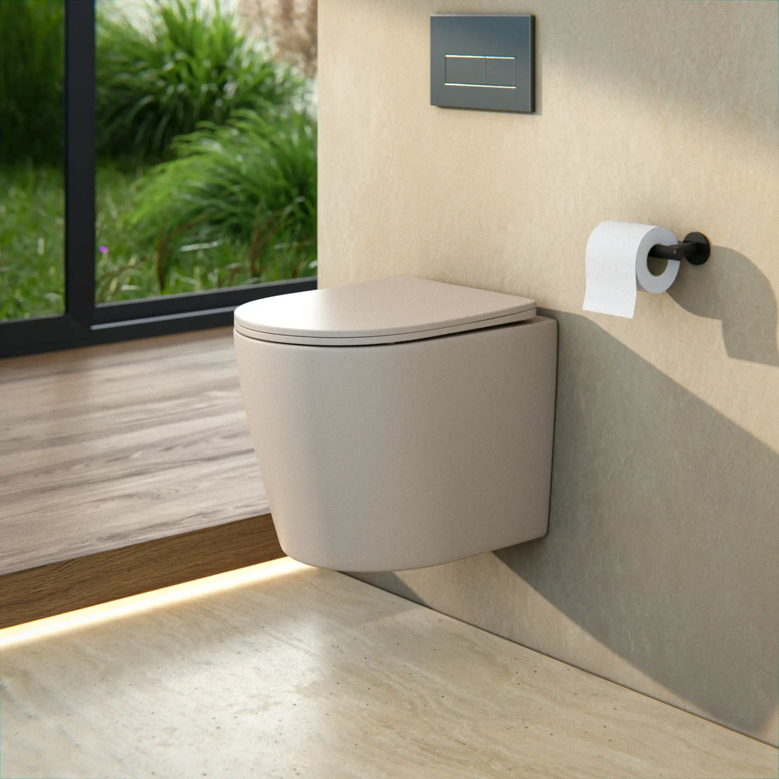 Hangtoilet Varo - Randloos - Softclose Zitting - Taupe