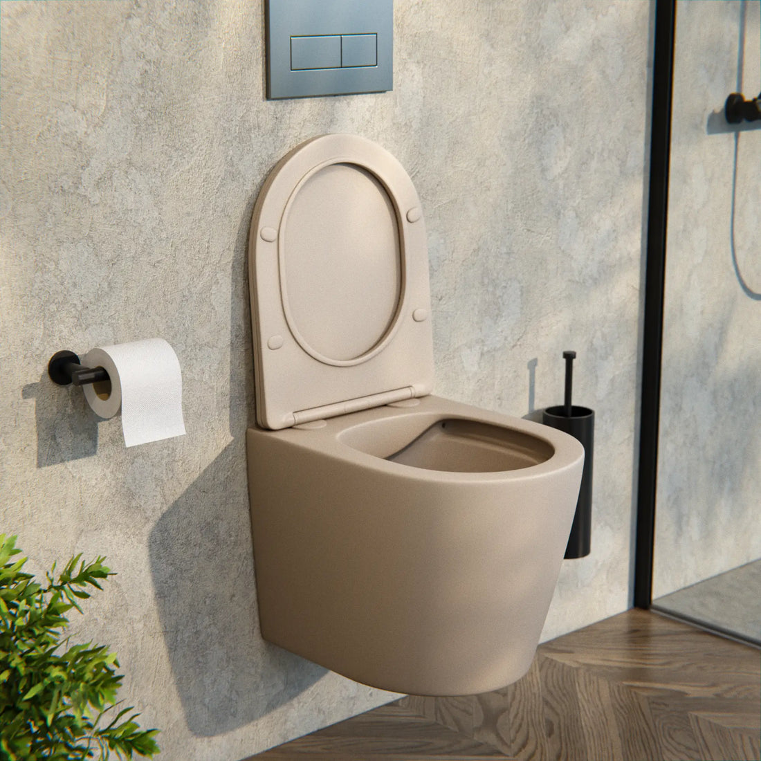 Hangtoilet Varo - Randloos - Softclose Zitting - Taupe