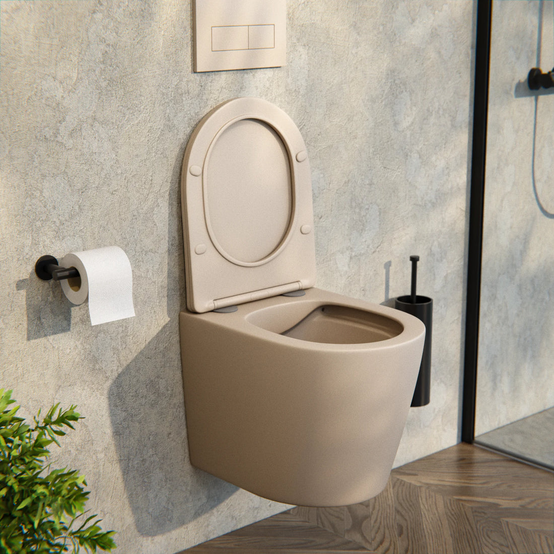 Hangtoilet Varo - Randloos - Softclose Zitting - Taupe