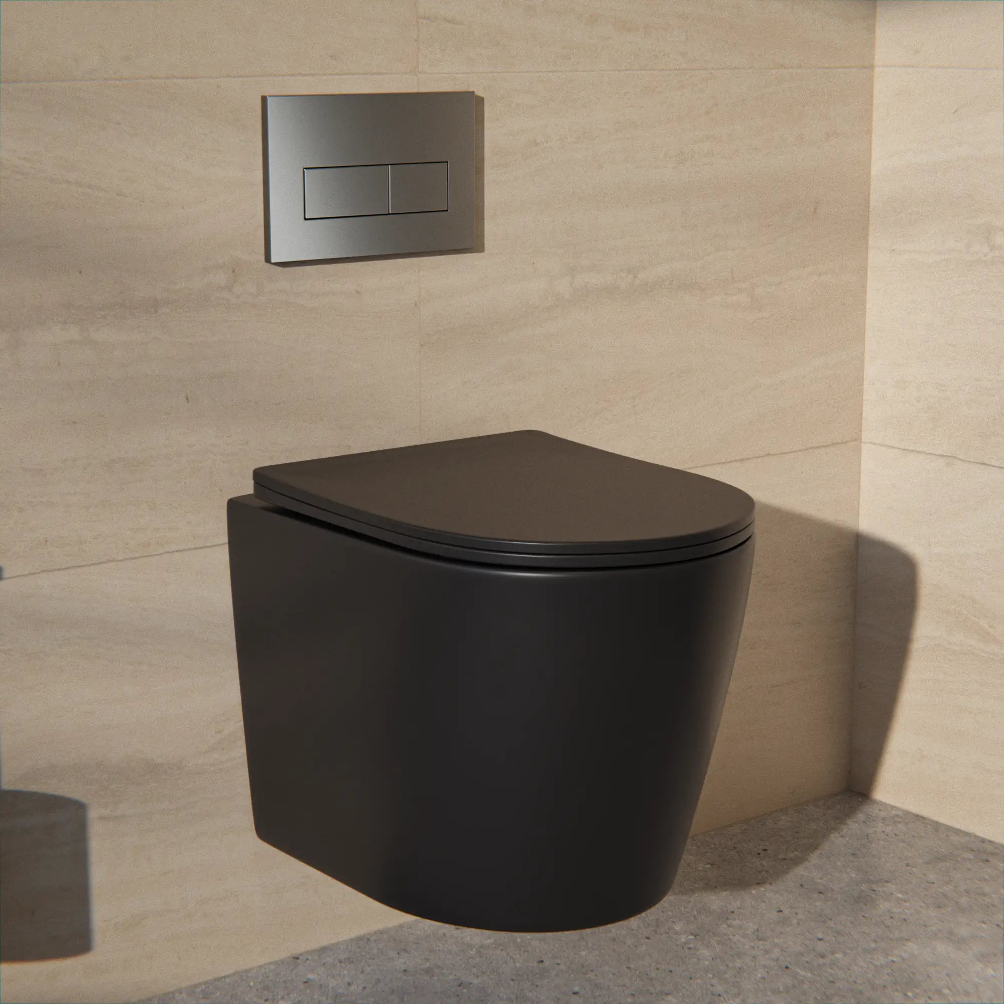 Hangtoilet Varo - Randloos - Softclose Zitting - Mat Zwart