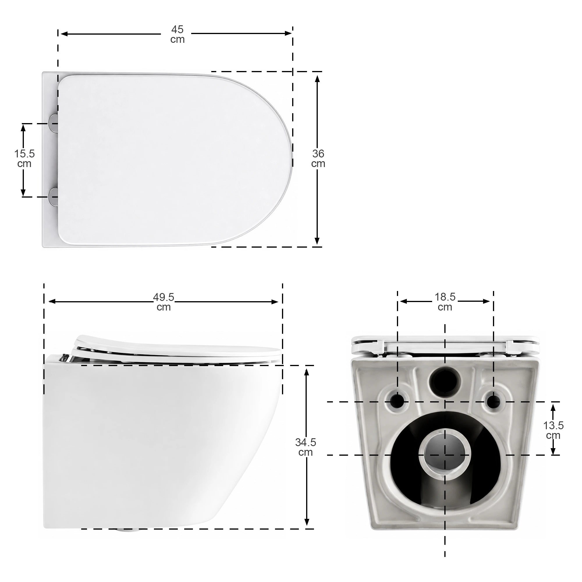 Hangtoilet Varo - Randloos - Softclose Zitting - Glans Wit