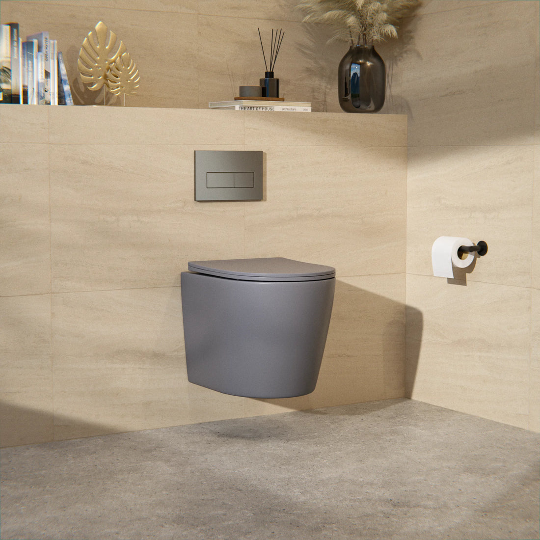 Hangtoilet Varo - Randloos - Softclose Zitting - Grijs