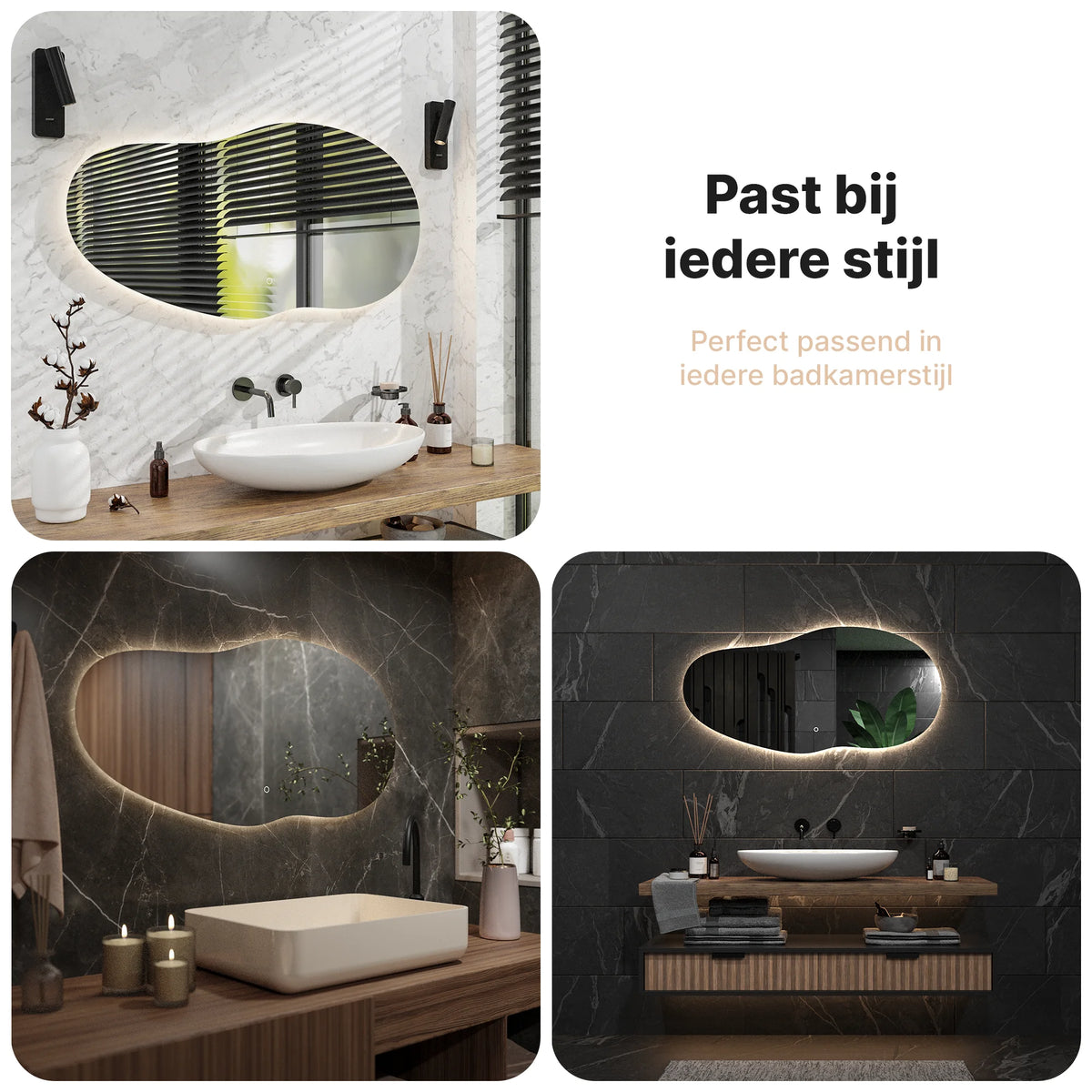Badkamerspiegel - 120x60 - Asymmetrisch - Frameloos - PRE-ORDER