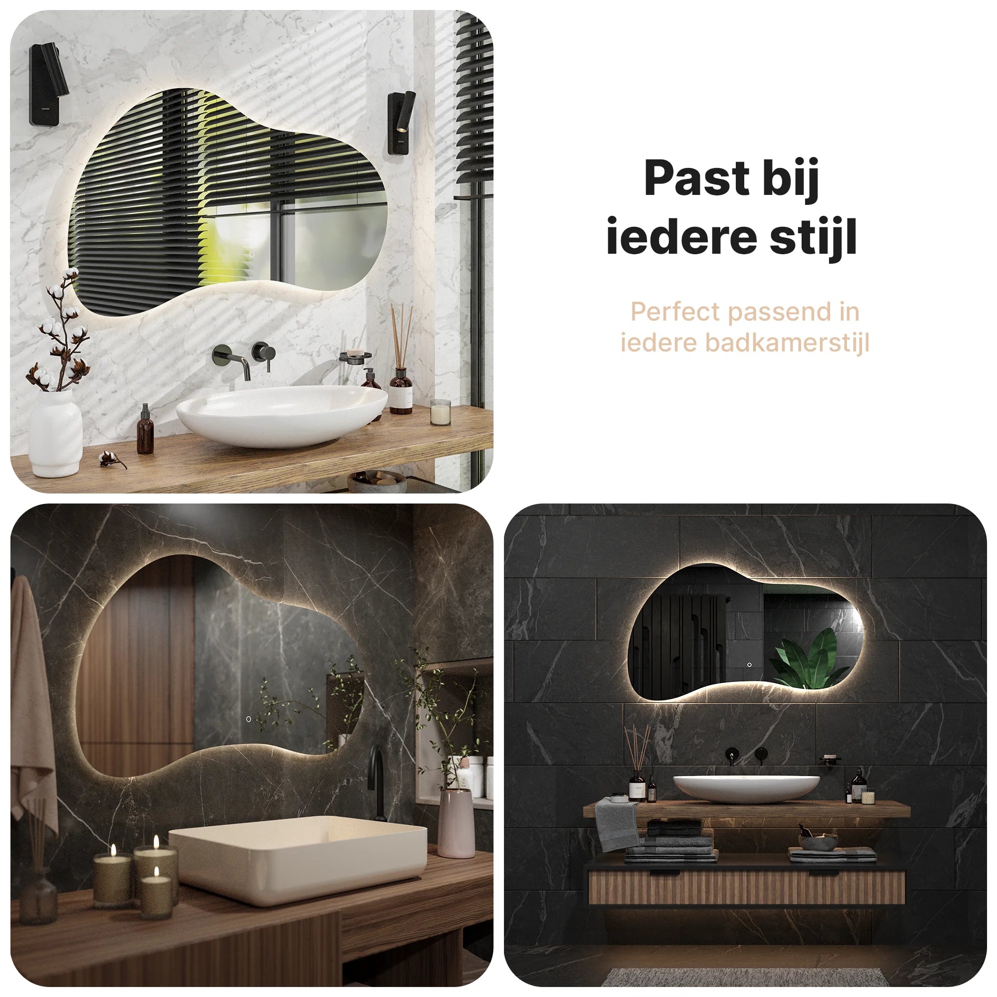 Badkamerspiegel - 120x70 - Asymmetrisch - Frameloos - PRE-ORDER