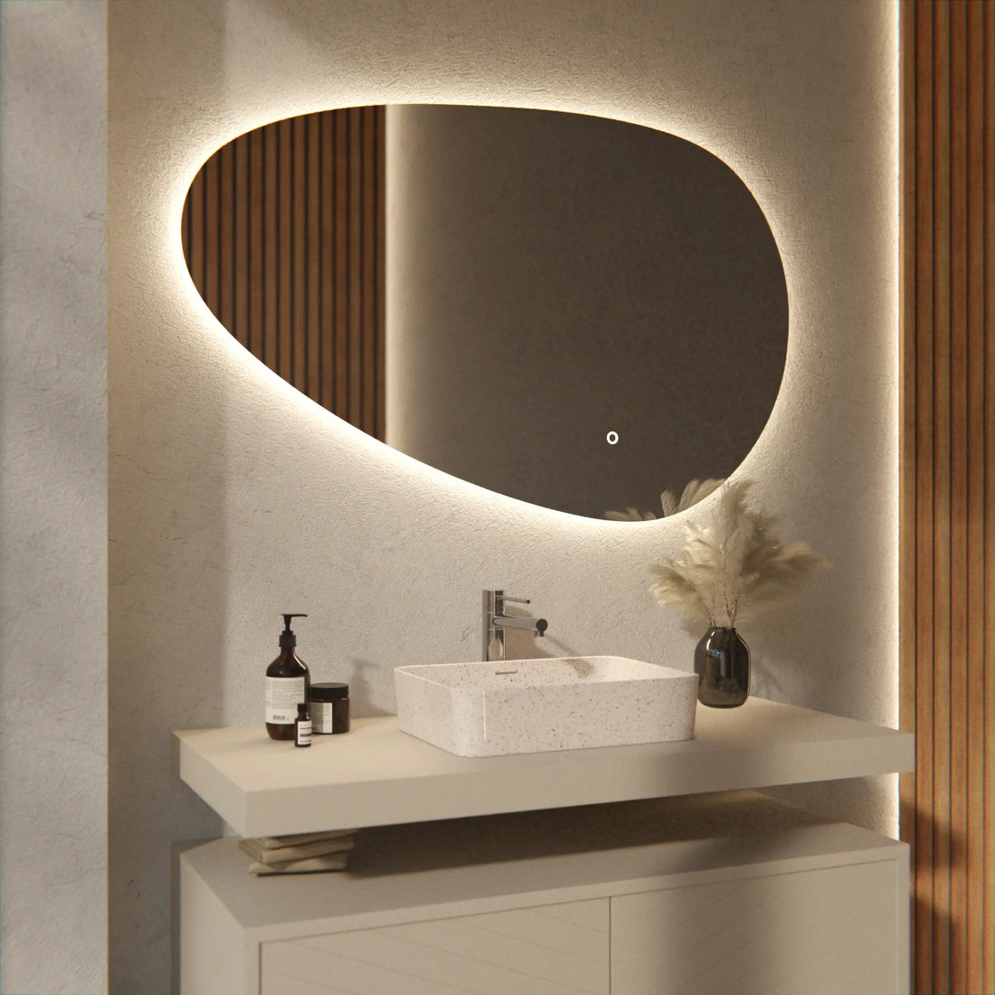 Badkamerspiegel - 120x75cm Asymmetrisch - Frameloos - PRE-ORDER
