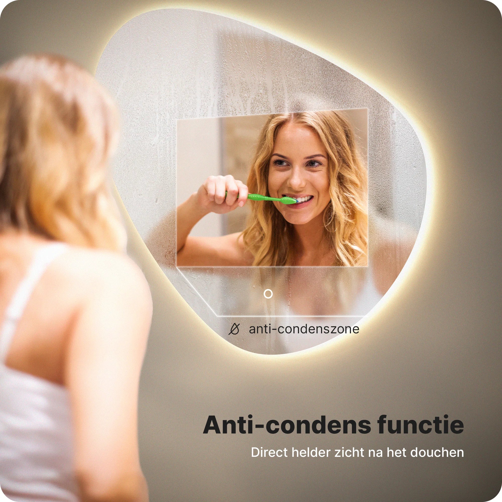 Badkamerspiegel - 80x80cm Asymmetrisch - Frameloos - PRE-ORDER