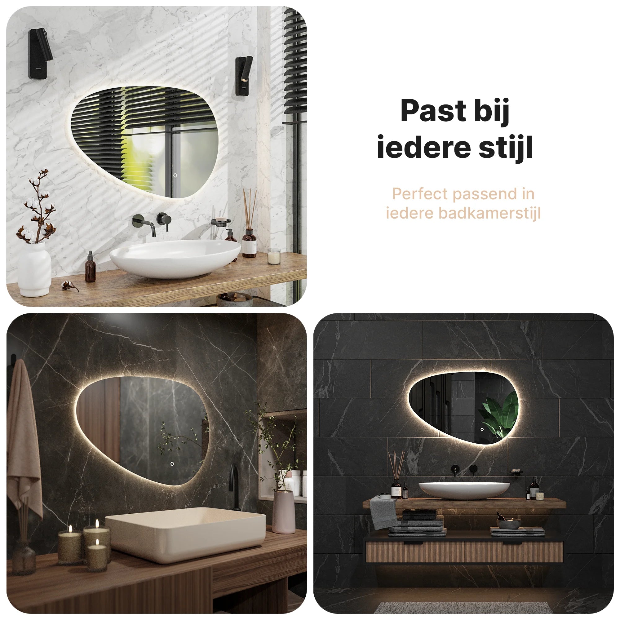 Badkamerspiegel - 90x60cm Asymmetrisch - Frameloos - PRE-ORDER