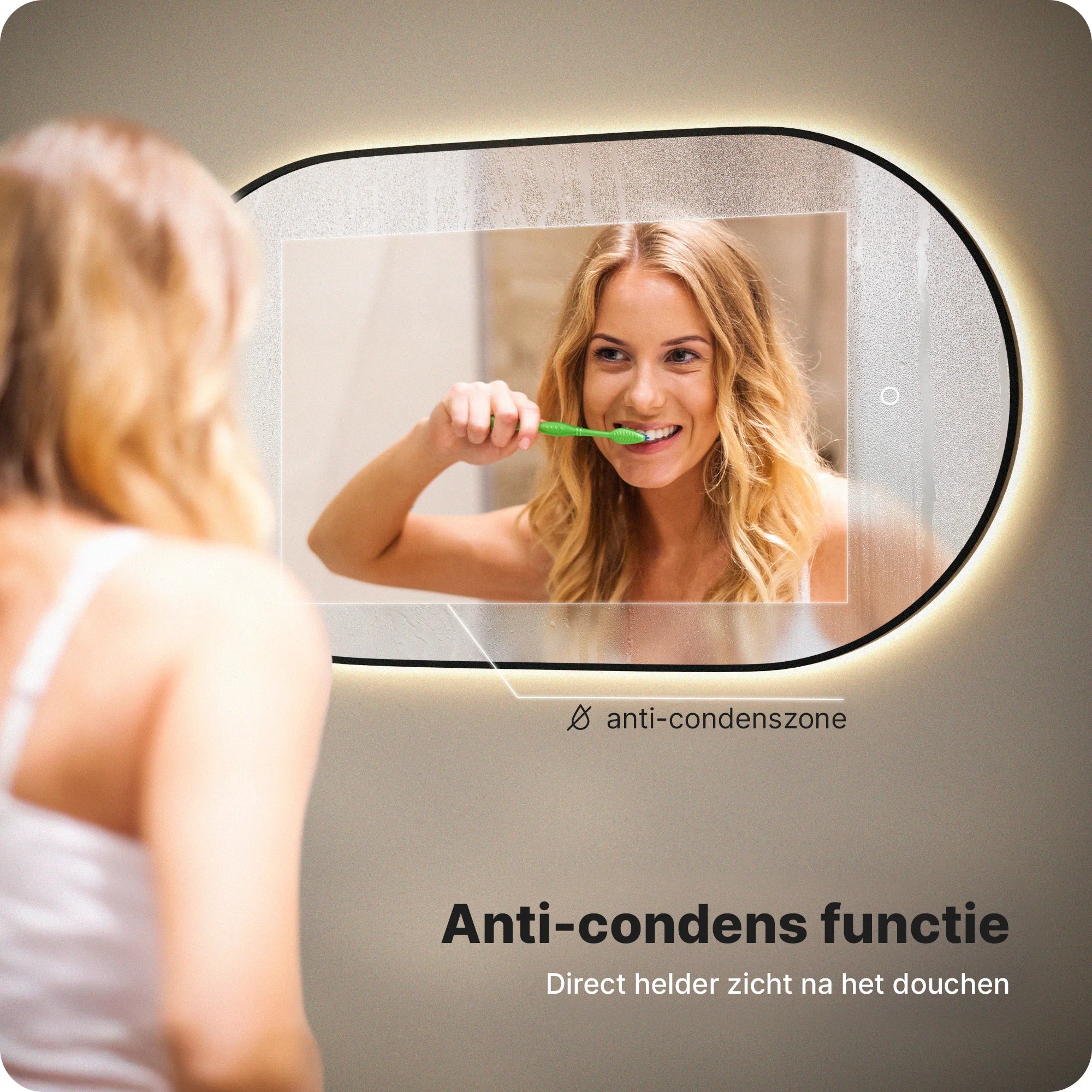 Badkamerspiegel - 100x50cm Ovaal - Zwart Frame - PRE-ORDER