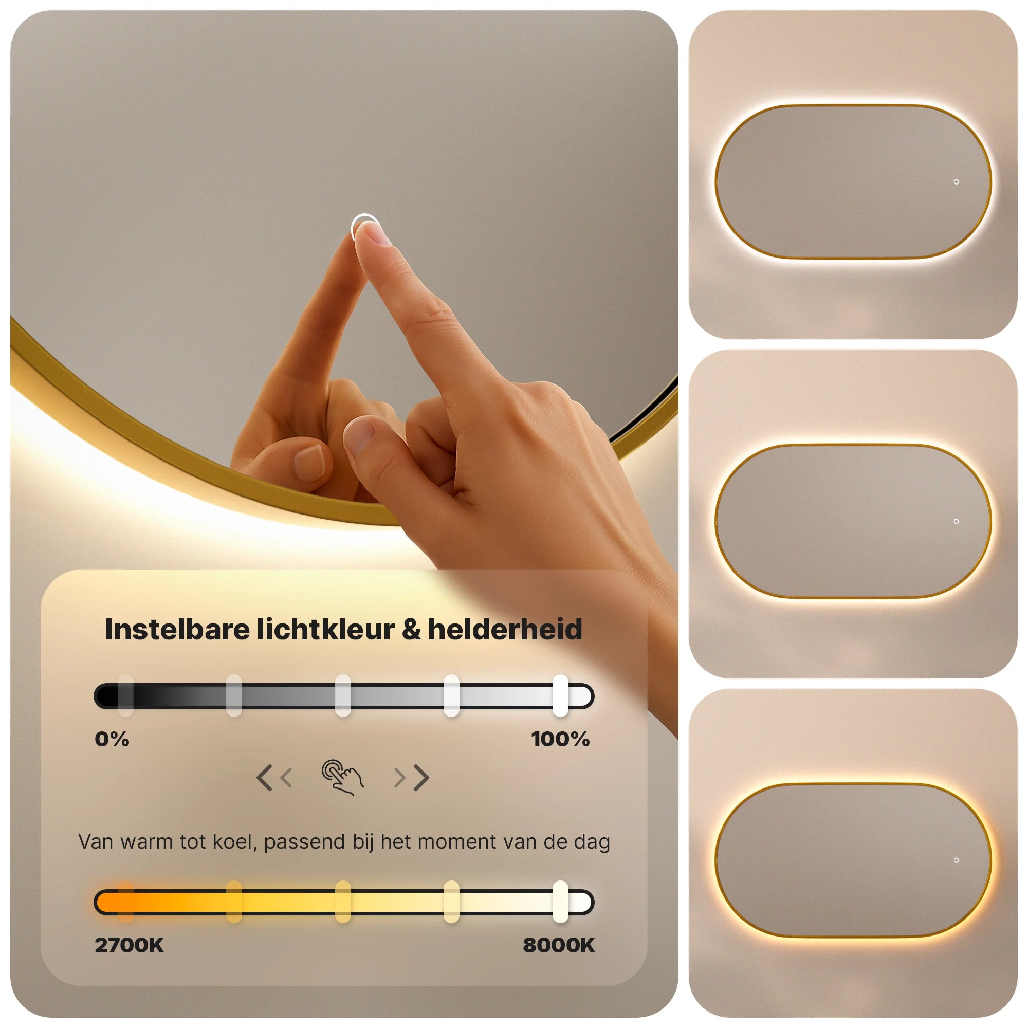 Badkamerspiegel - 90x50cm Ovaal - Goud Frame - PRE-ORDER