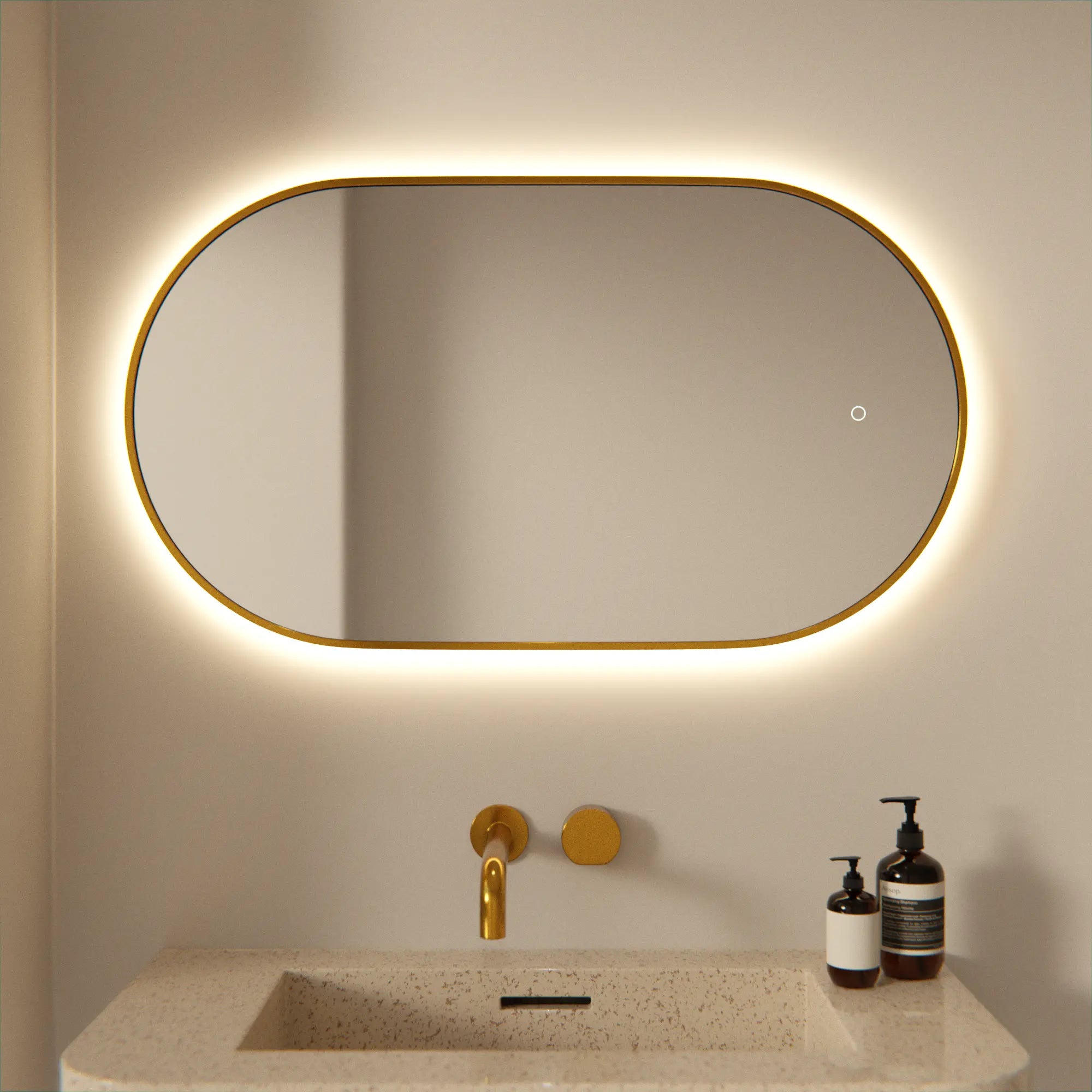 Badkamerspiegel - 90x50cm Ovaal - Goud Frame - PRE-ORDER