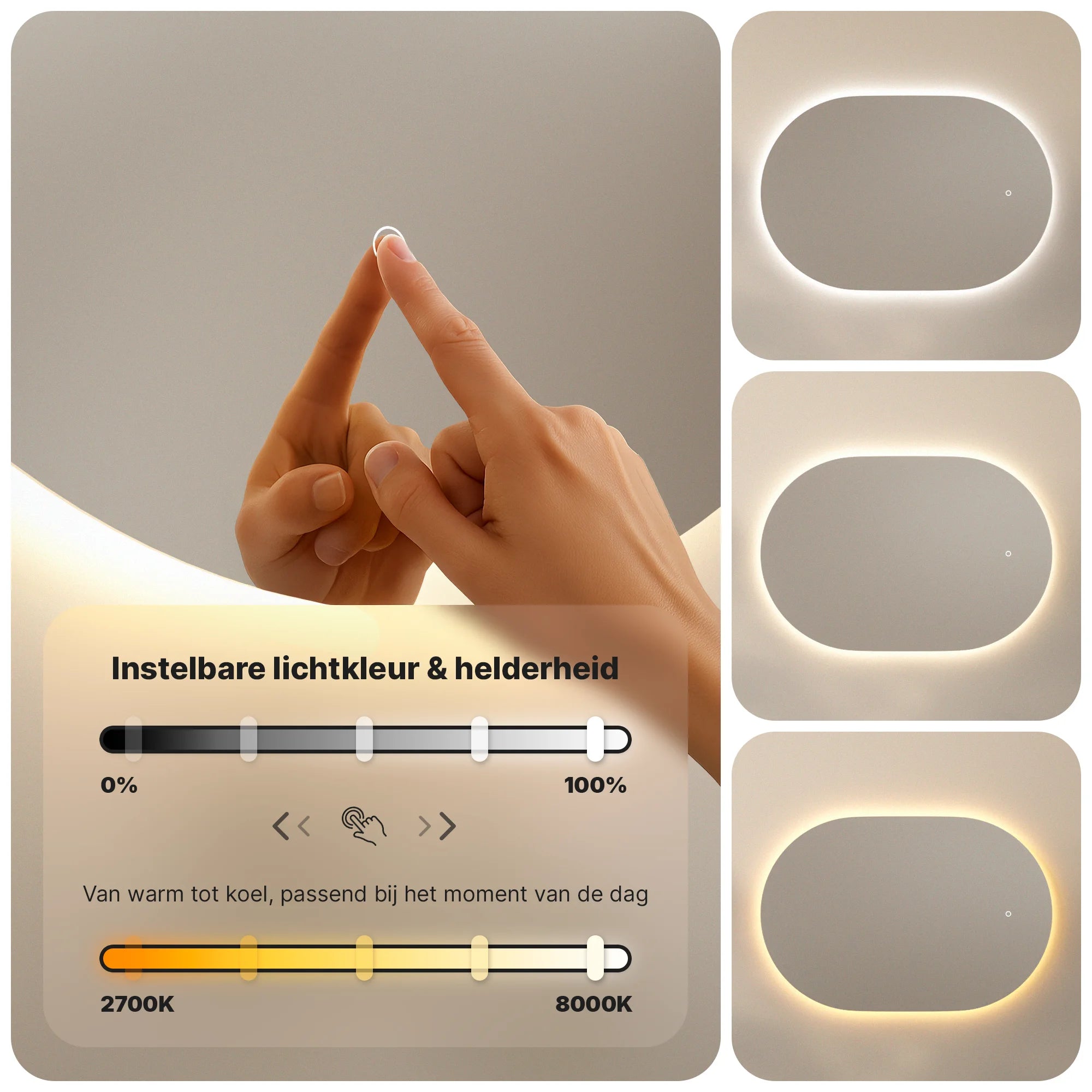 Badkamerspiegel - 90x60cm Ovaal - Frameloos - PRE-ORDER