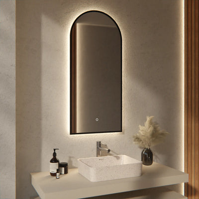 Badkamerspiegel - 45x100 - Arch toog - Zwart Frame