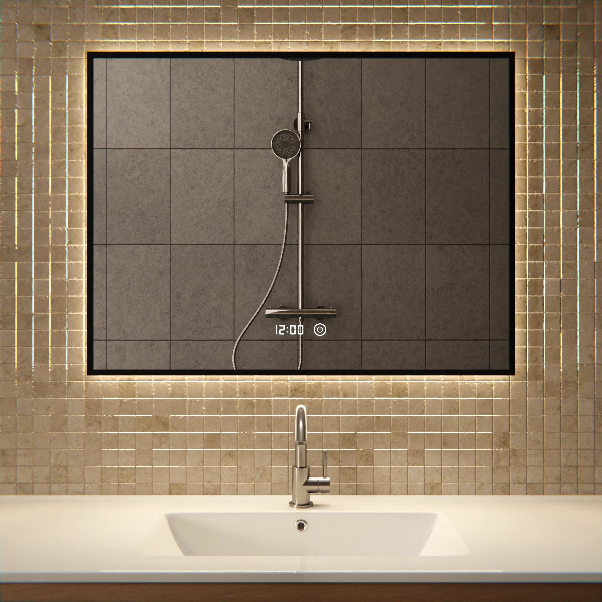 Badkamerspiegel - 80x60cm - Zwart Frame
