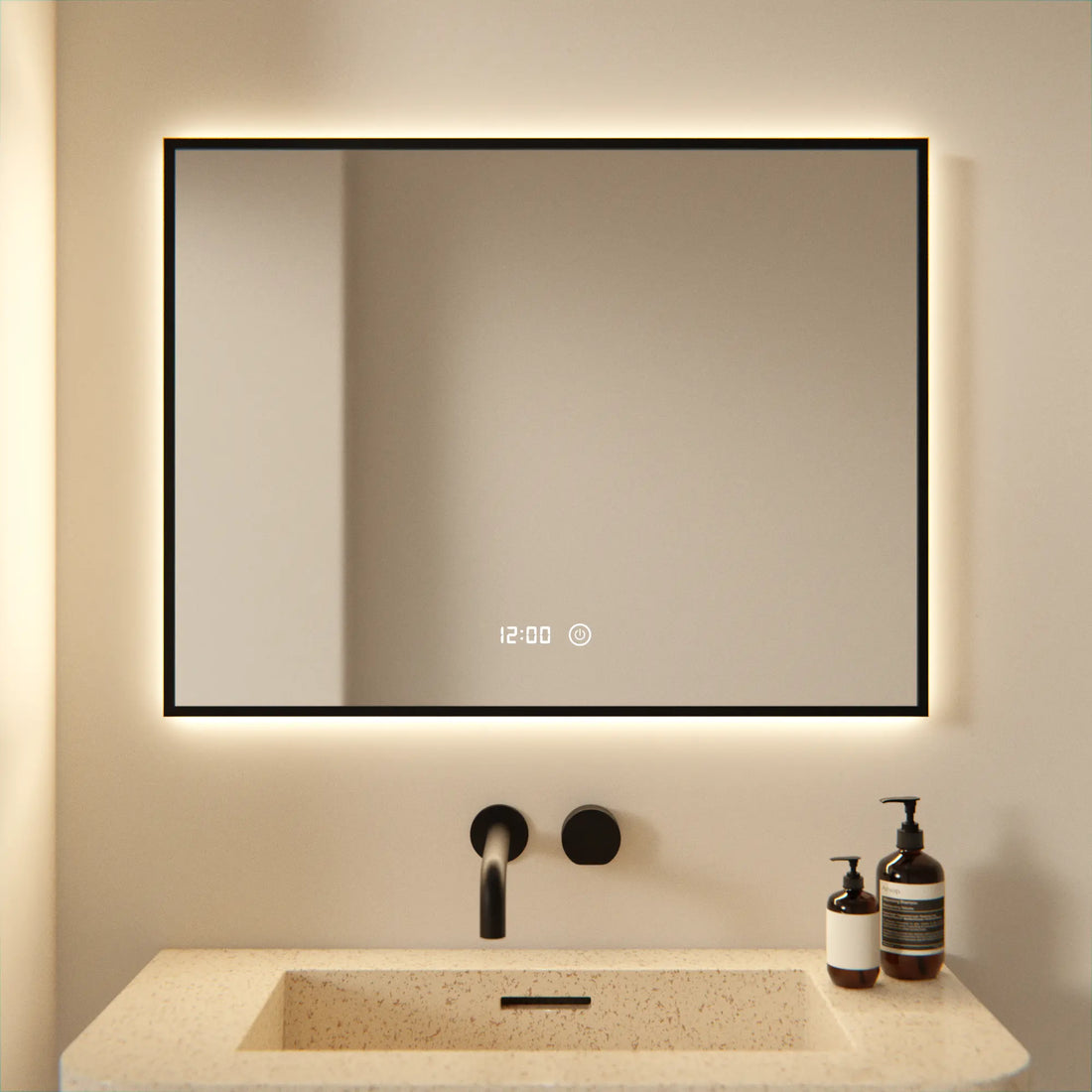 Badkamerspiegel - 80x60cm - Zwart Frame