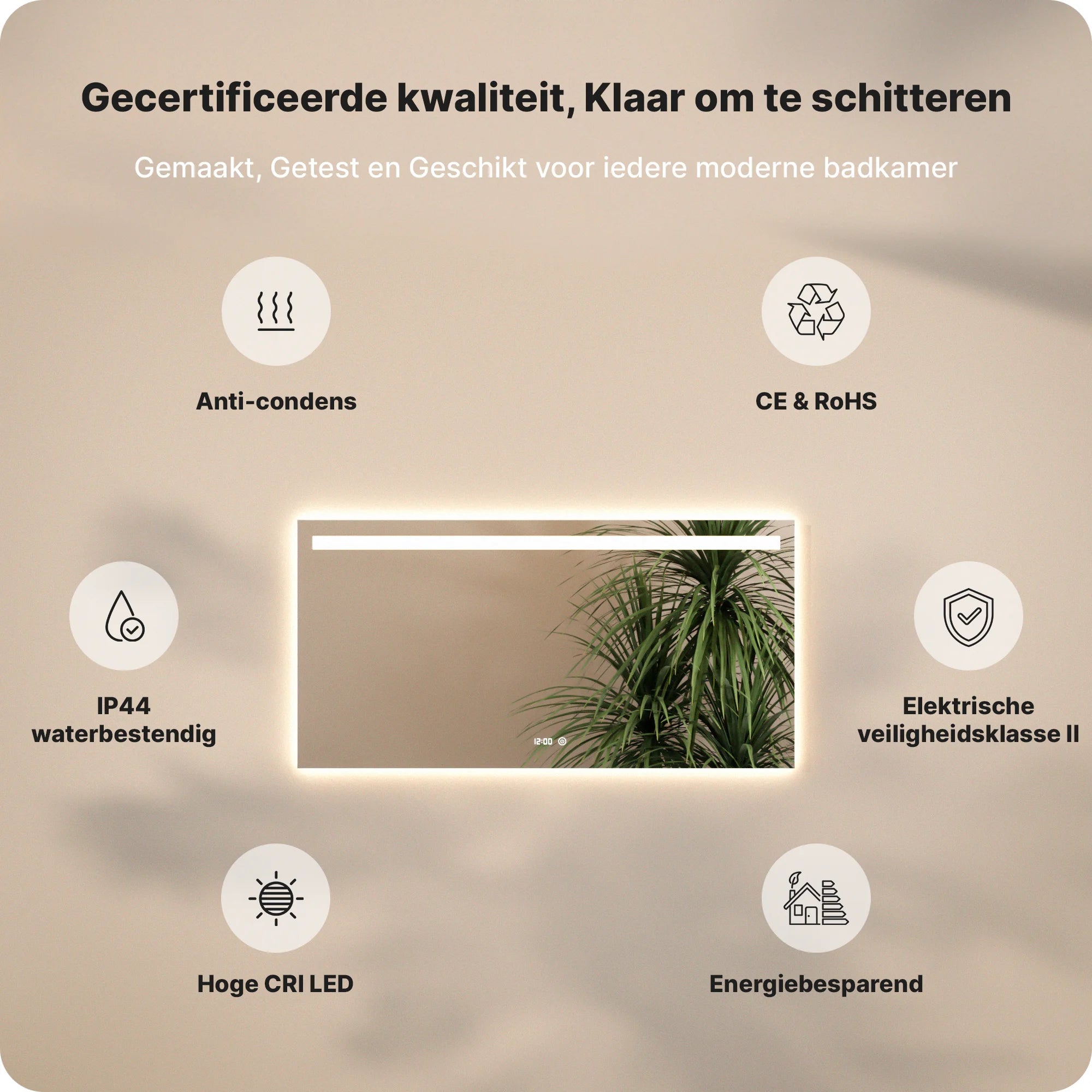 Badkamerspiegel - 120x60cm - Frameloos - PRE-ORDER