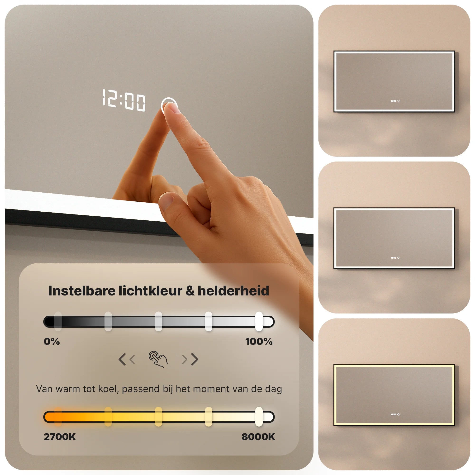 Badkamerspiegel - 120x60 - Rechthoekig - Zwart Frame