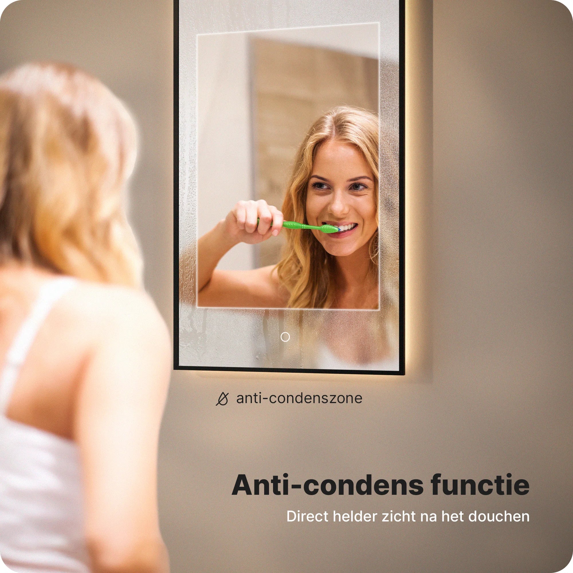 Badkamerspiegel - 45x100 - Arch toog - Zwart Frame