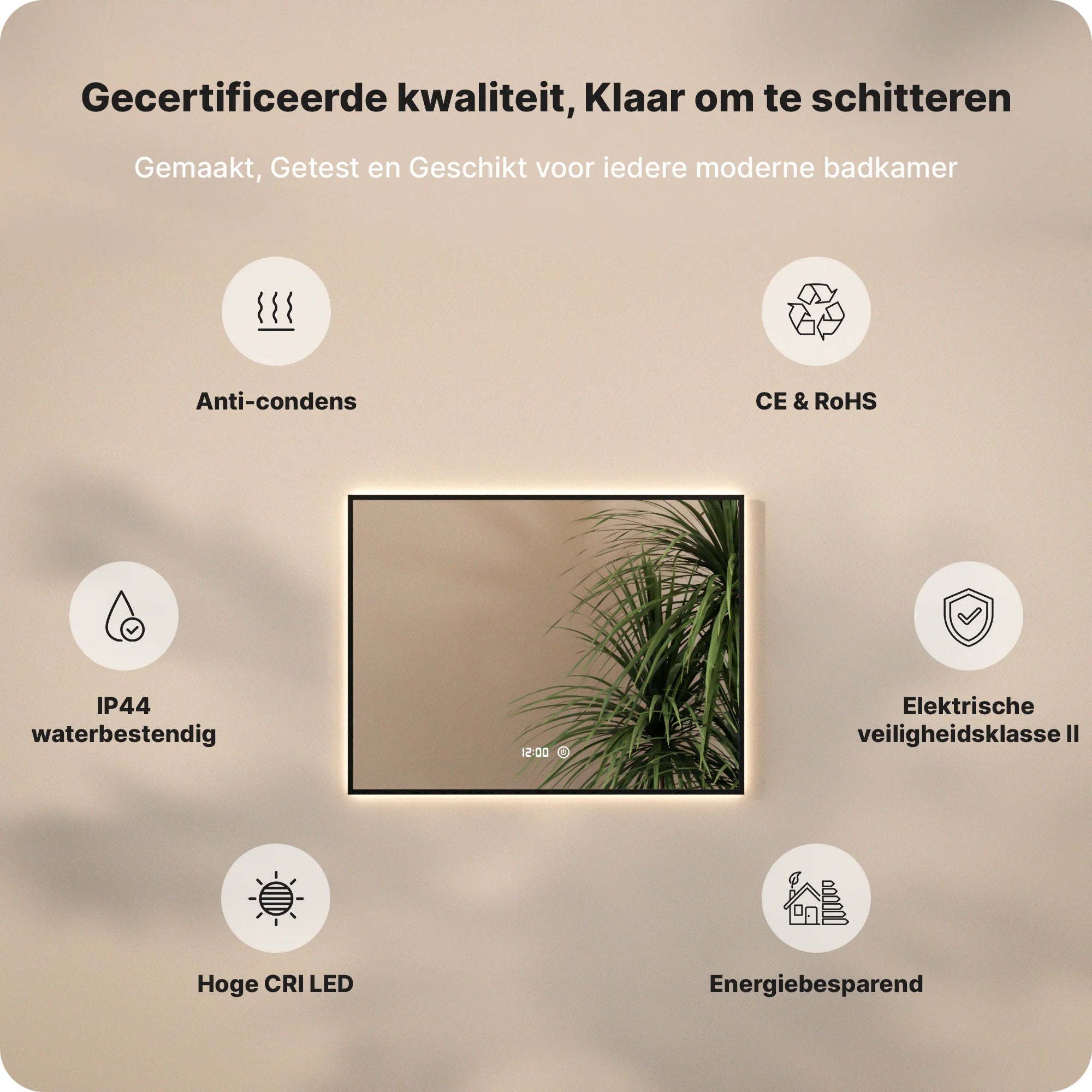 Badkamerspiegel - 80x60cm - Zwart Frame