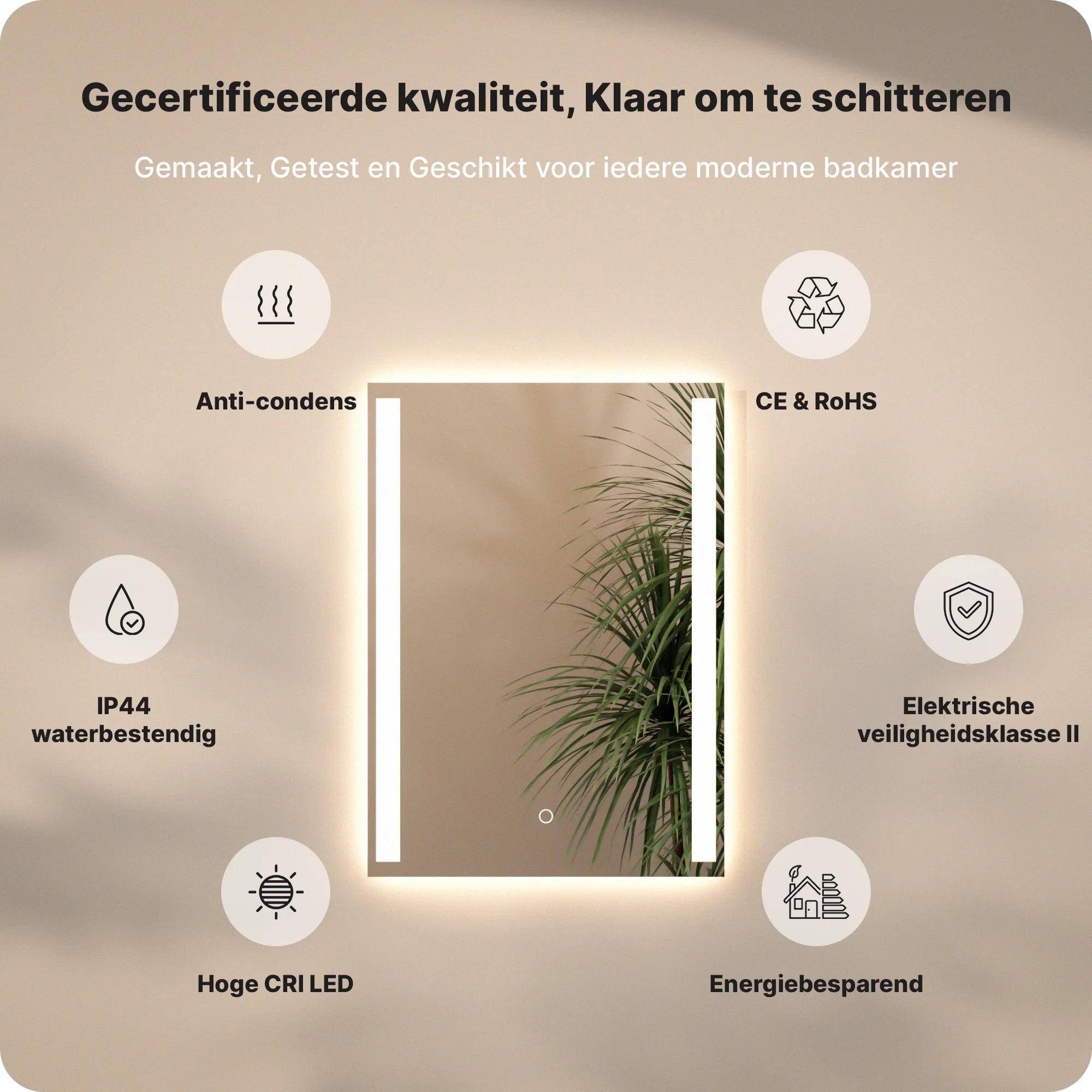 Badkamerspiegel - 90x65cm Rechthoekig - Frameloos