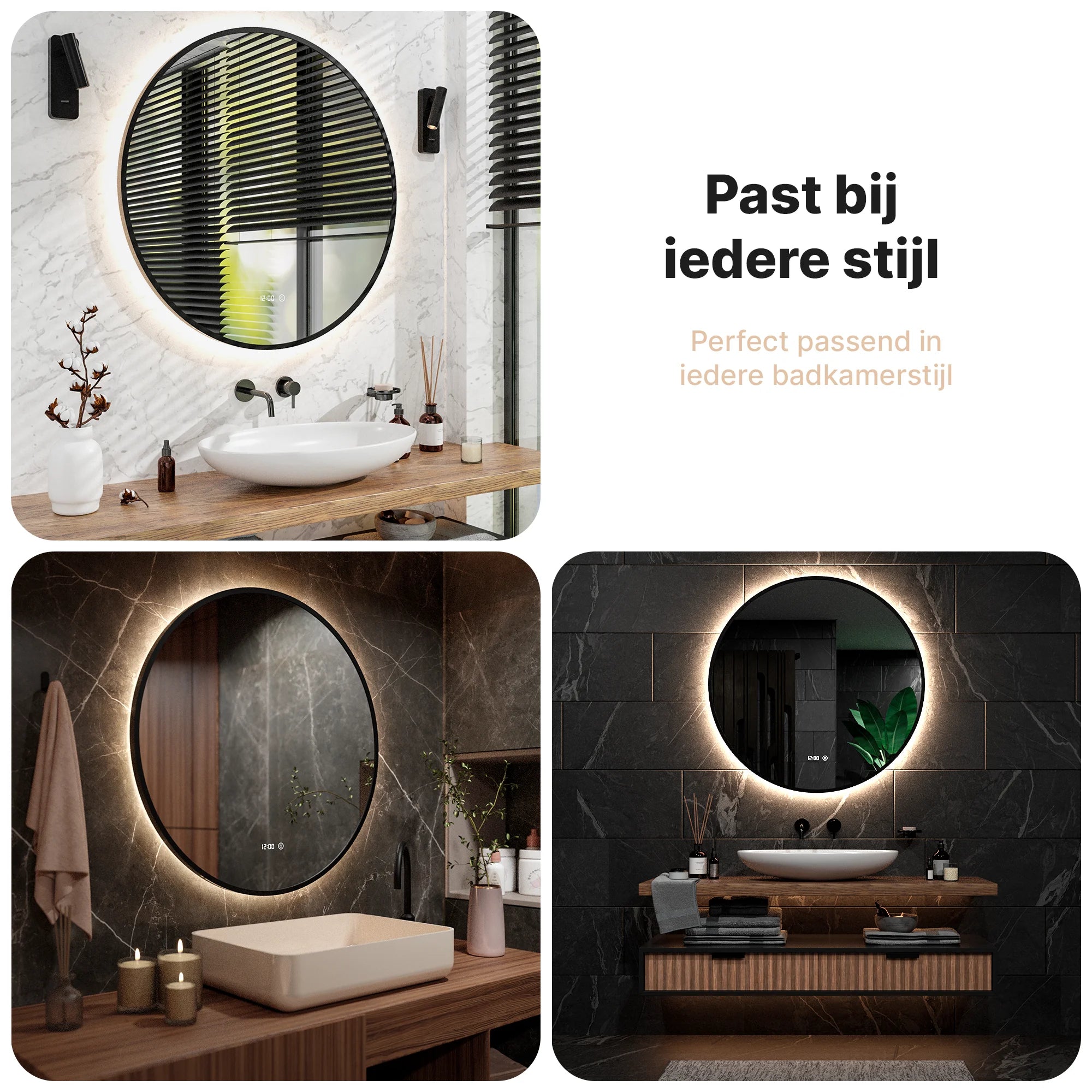 Badkamerspiegel - 100cm - Zwart Frame