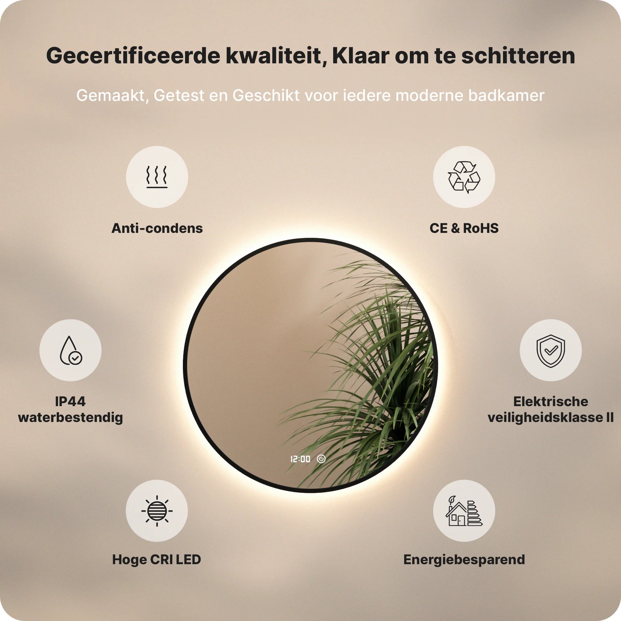 Badkamerspiegel - 60cm - Zwart Frame