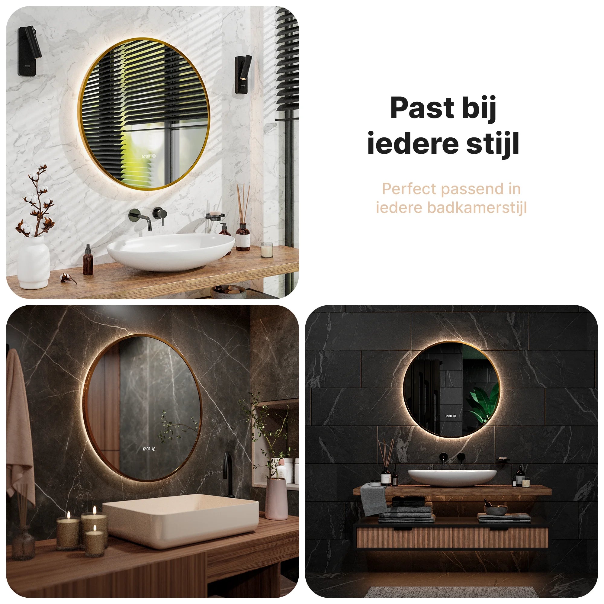 Badkamerspiegel - 80 cm - Goud Frame - PRE-ORDER