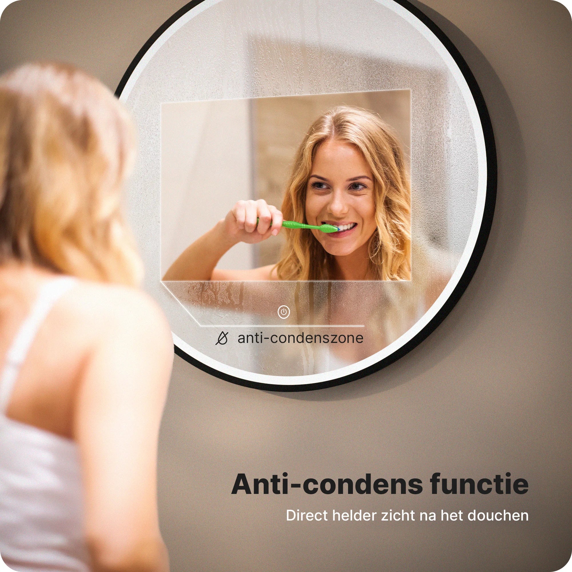 Badkamerspiegel - 80cm - Zwart Frame - Rond