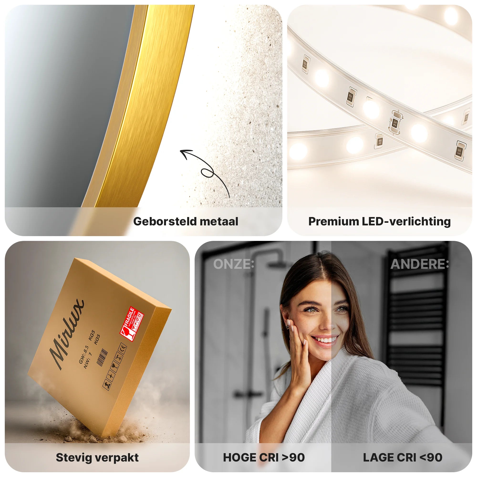 Badkamerspiegel - 80 cm - Goud Frame - PRE-ORDER