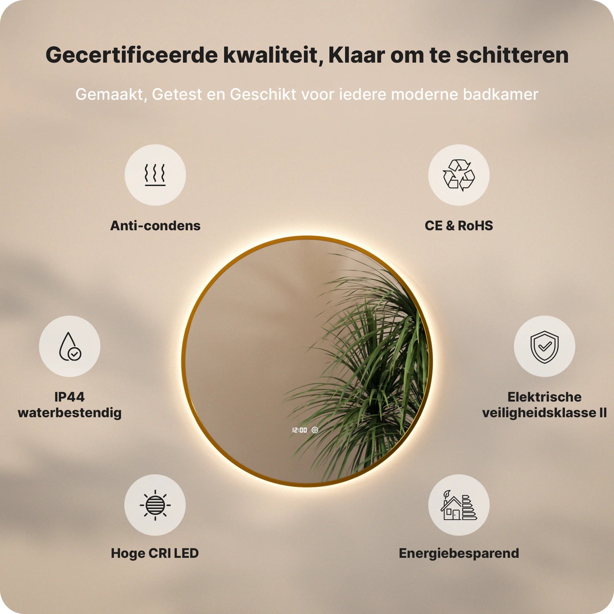 Badkamerspiegel - 80 cm - Goud Frame - PRE-ORDER