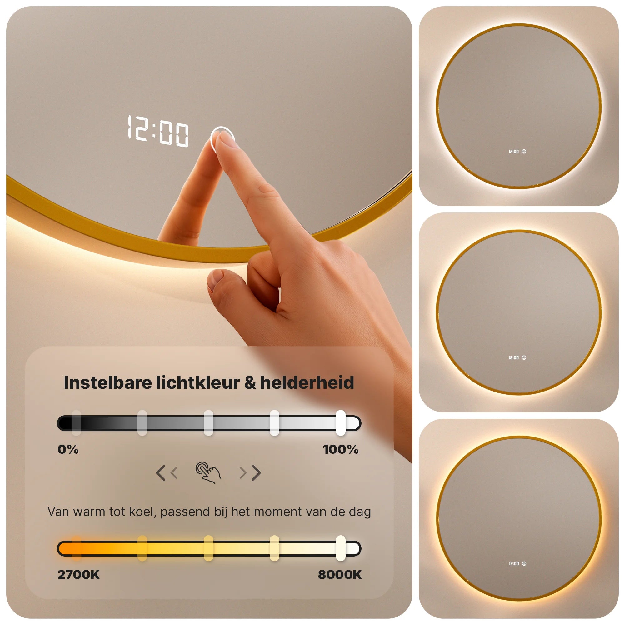 Badkamerspiegel - 80 cm - Goud Frame - PRE-ORDER