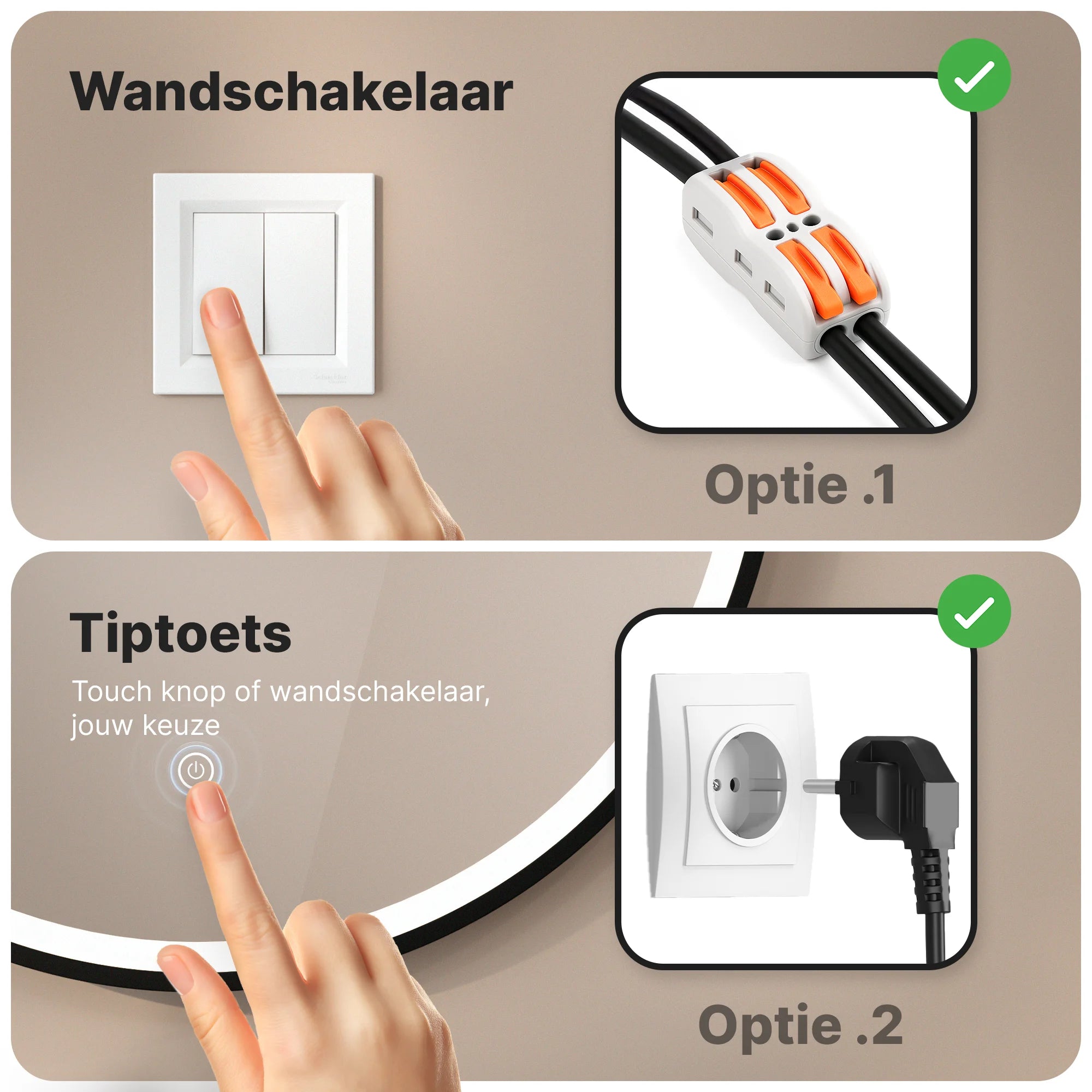 Badkamerspiegel - 80cm - Zwart Frame - Rond